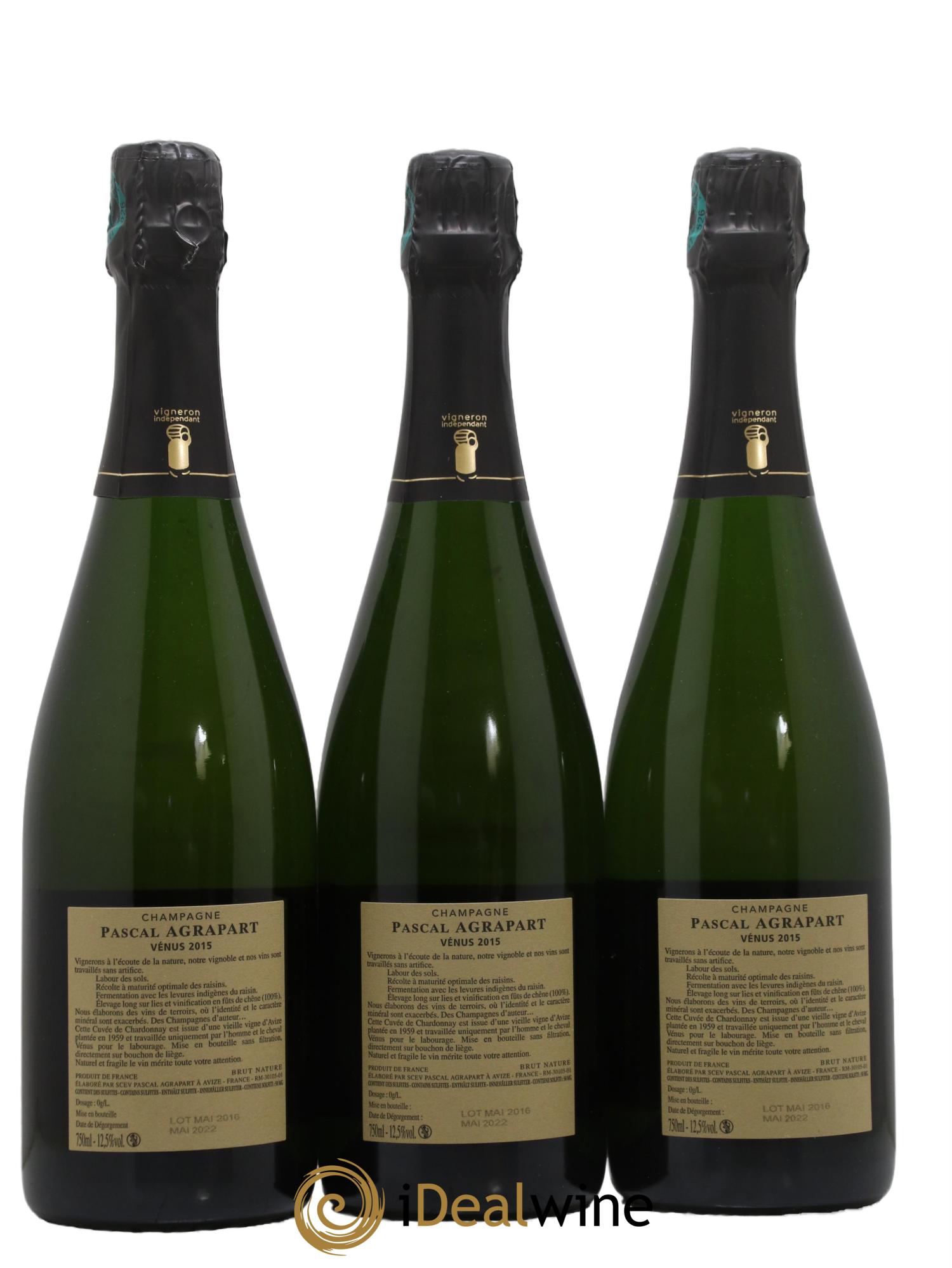 Vénus Blanc de Blancs Brut Nature Pascal Agrapart 2015 - Posten von 3 Flaschen - 1