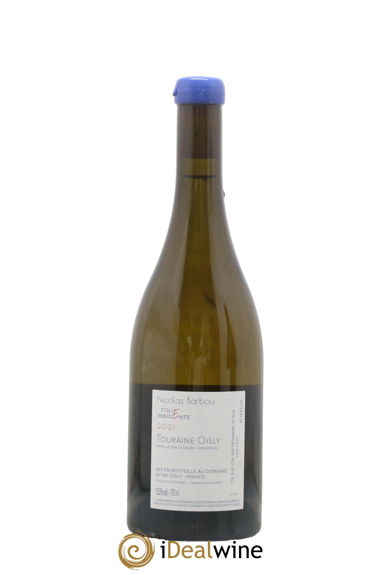 Touraine-Oisly Folie Insolente Nicolas Barbou  2021 - Lot of 1 bottle - 1