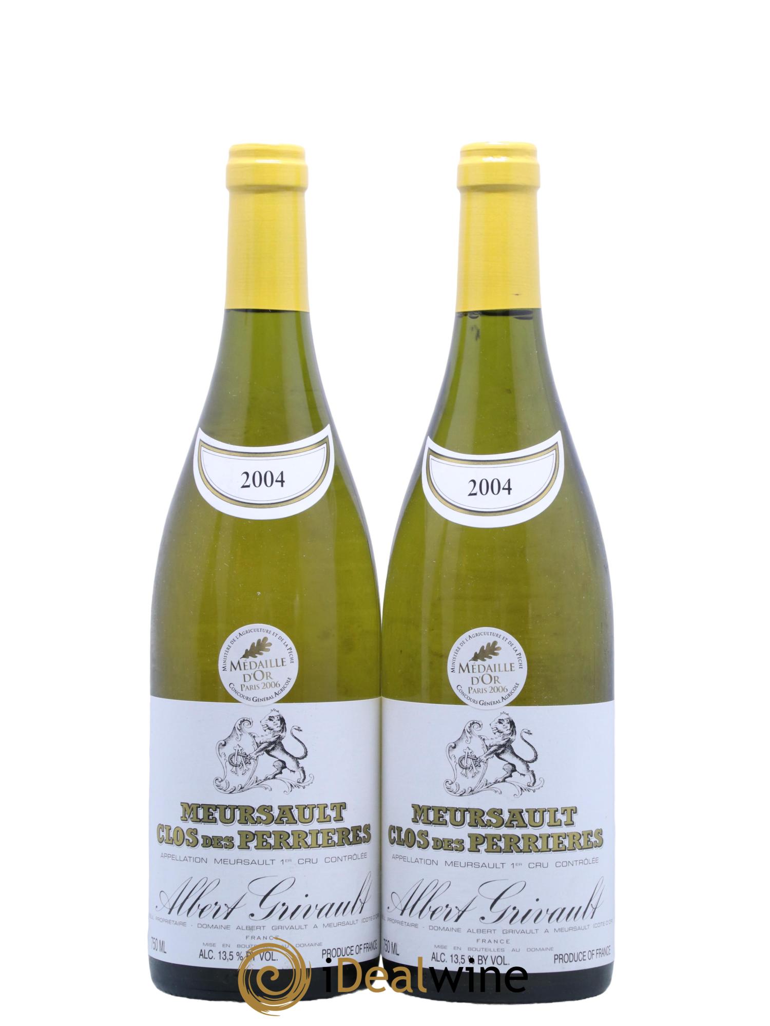 Meursault 1er Cru Clos des Perrières Albert Grivault 2004 - Lot de 2 bouteilles - 0