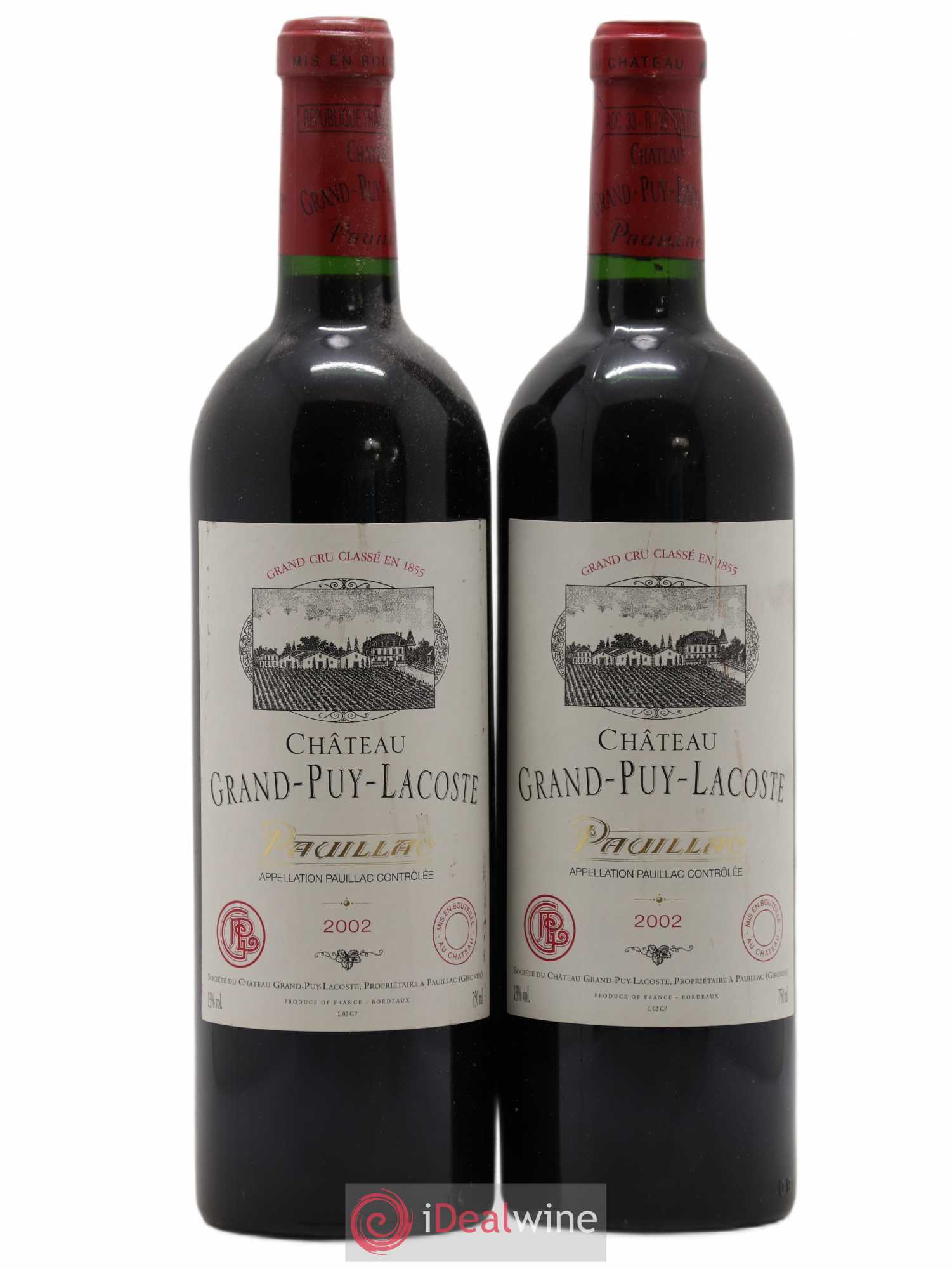 Château Grand Puy Lacoste 5ème Grand Cru Classé 2002 - Lot de 2 bouteilles - 0