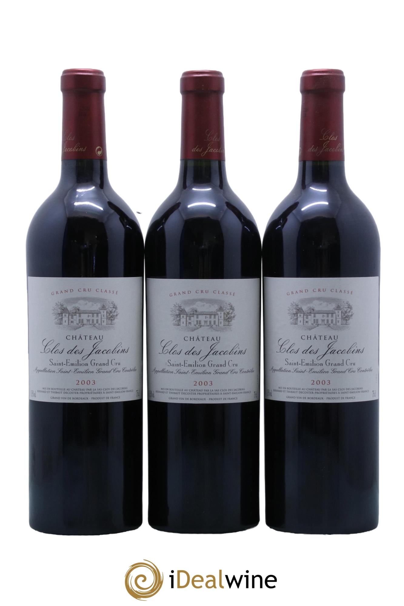 Château Clos des Jacobins Grand Cru Classé 2003 - Lot de 12 bouteilles - 1
