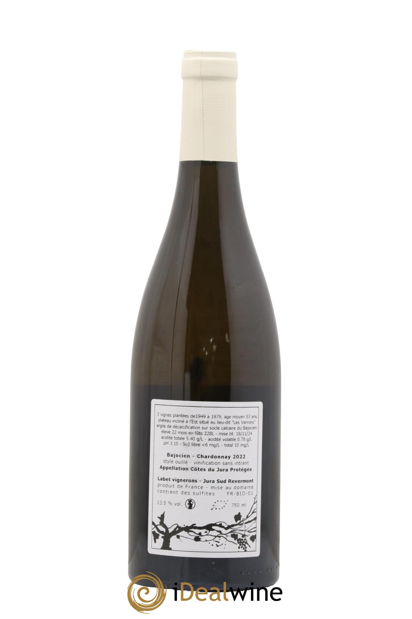 Côtes du Jura Chardonnay Bajocien Romain - Julien - Charline Labet 2022 - Lot de 1 bouteille - 1
