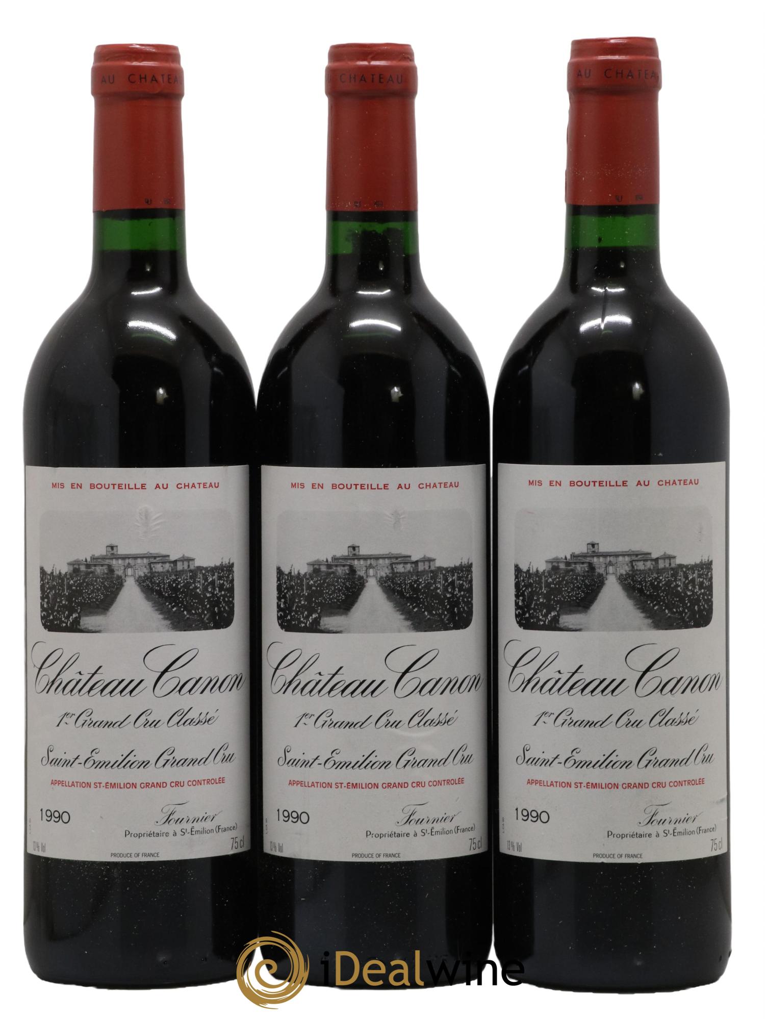 Château Canon 1er Grand Cru Classé B 1990 - Lot de 3 bouteilles - 0