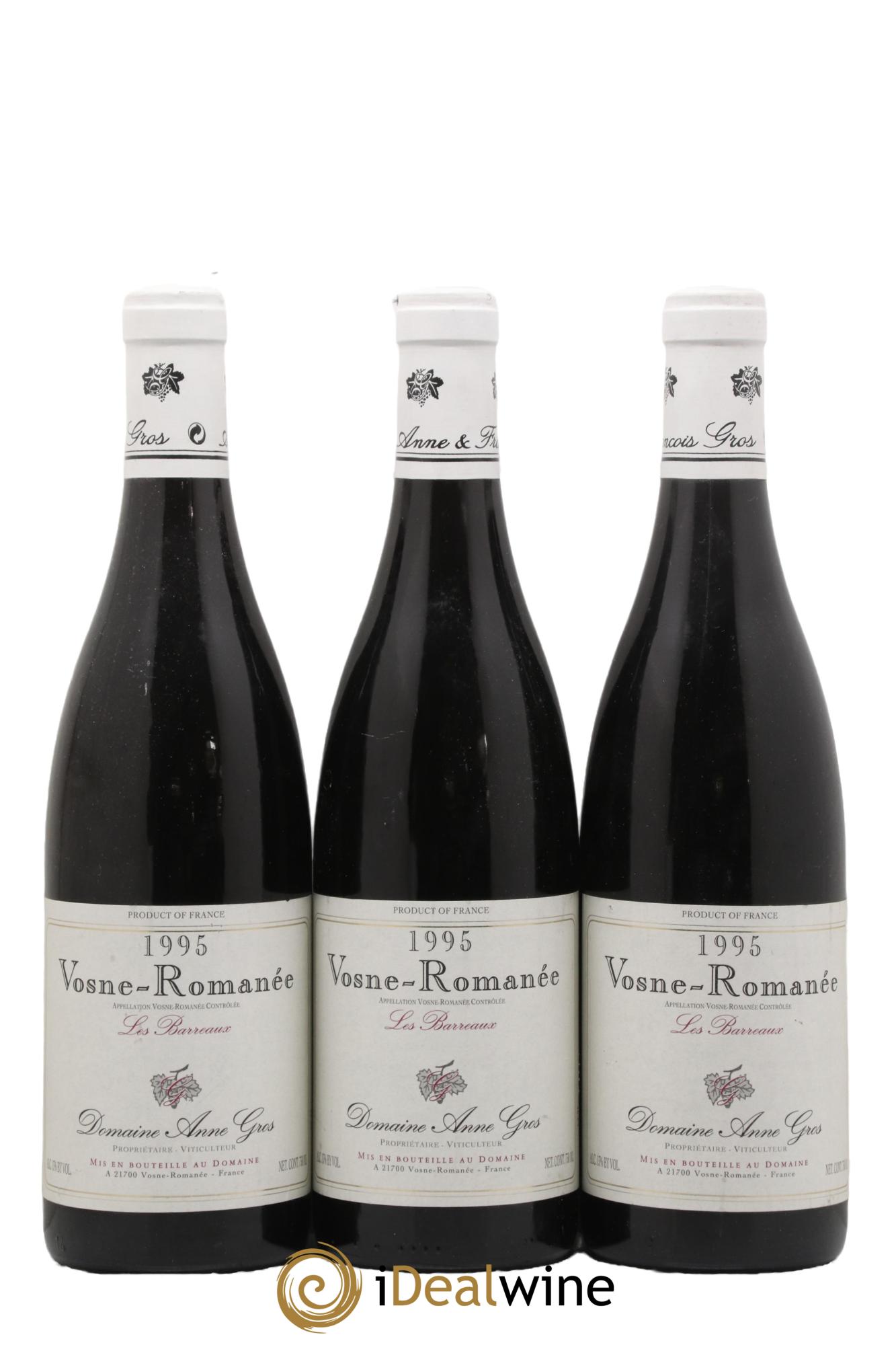 Vosne-Romanée Les Barreaux Anne Gros 1995 - Lot of 3 bottles - 0