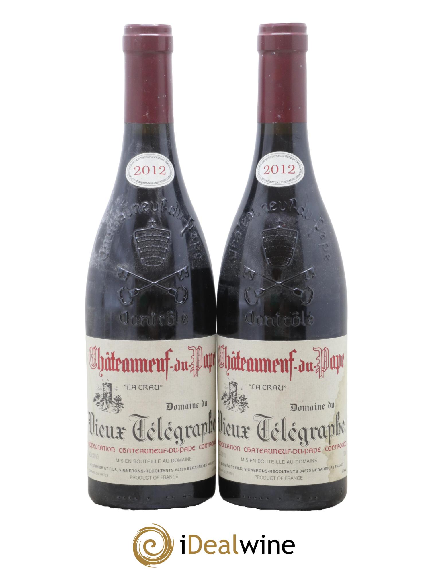 Châteauneuf-du-Pape Vieux Télégraphe (Domaine du) Vignobles Brunier 2012 - Lotto di 2 bottiglie - 0