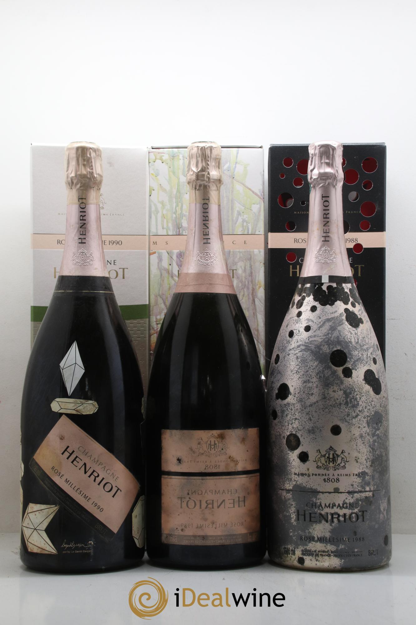 Champagne - Trilogie des Artistes 1988 1989 1990 Maison Henriot - Lot de 3 magnums - 1