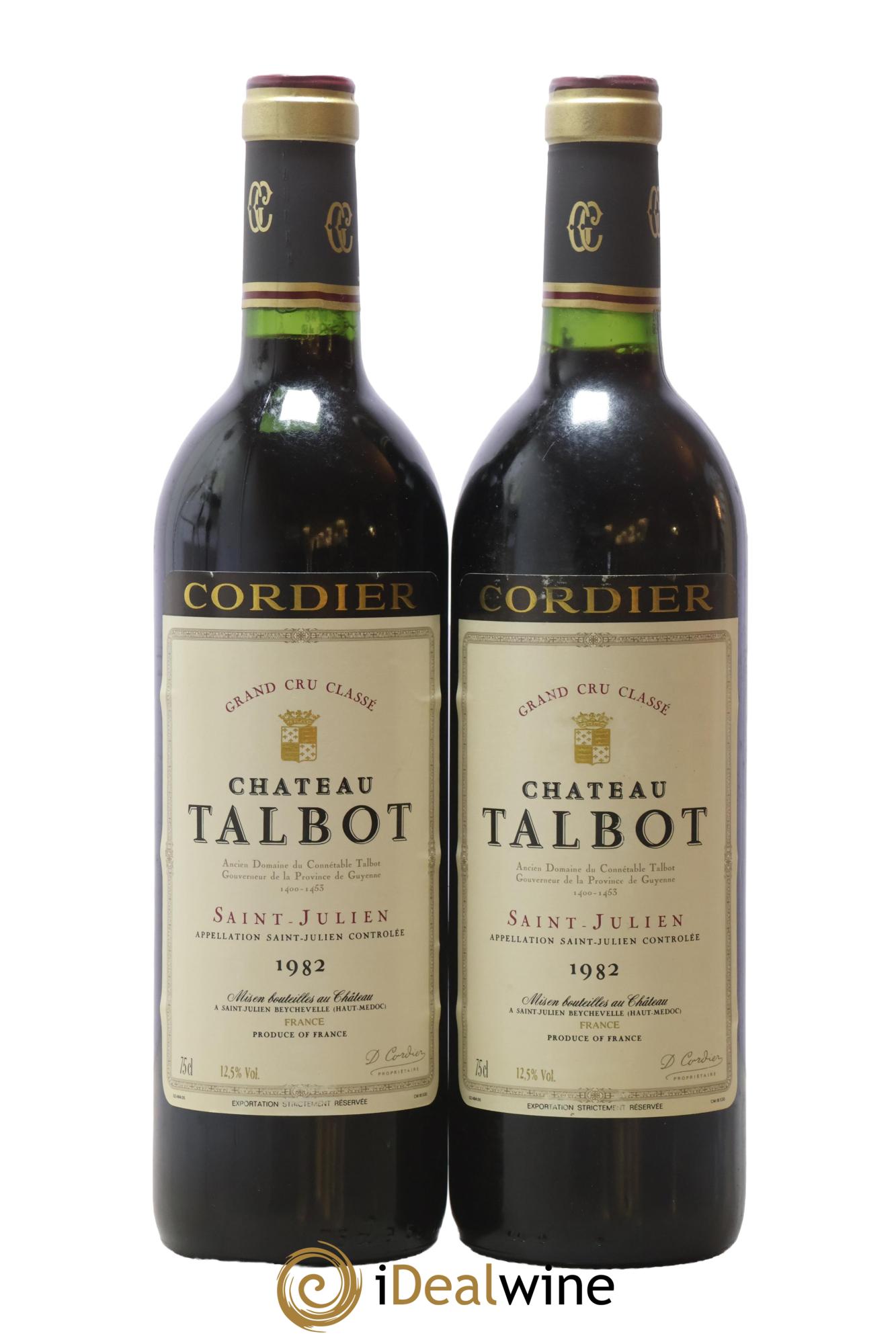 Château Talbot 4ème Grand Cru Classé 1982 - Lot de 2 bouteilles - 0