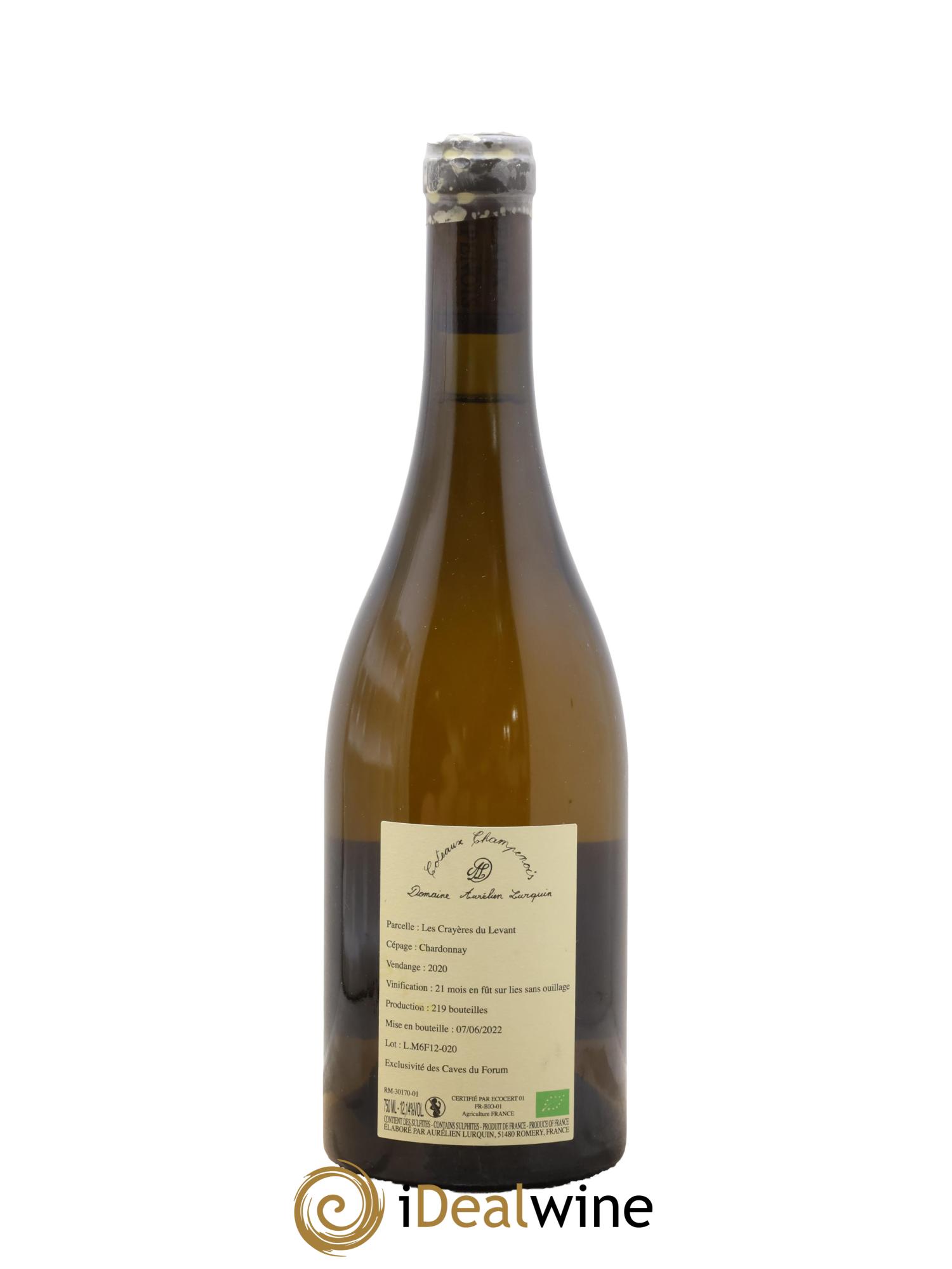 Chardonnay Les Crayères du Levant Aurélien Lurquin Chardonnay Les Crayères du Levant Aurélien Lurquin 2020 - Lot of 1 bottle - 1
