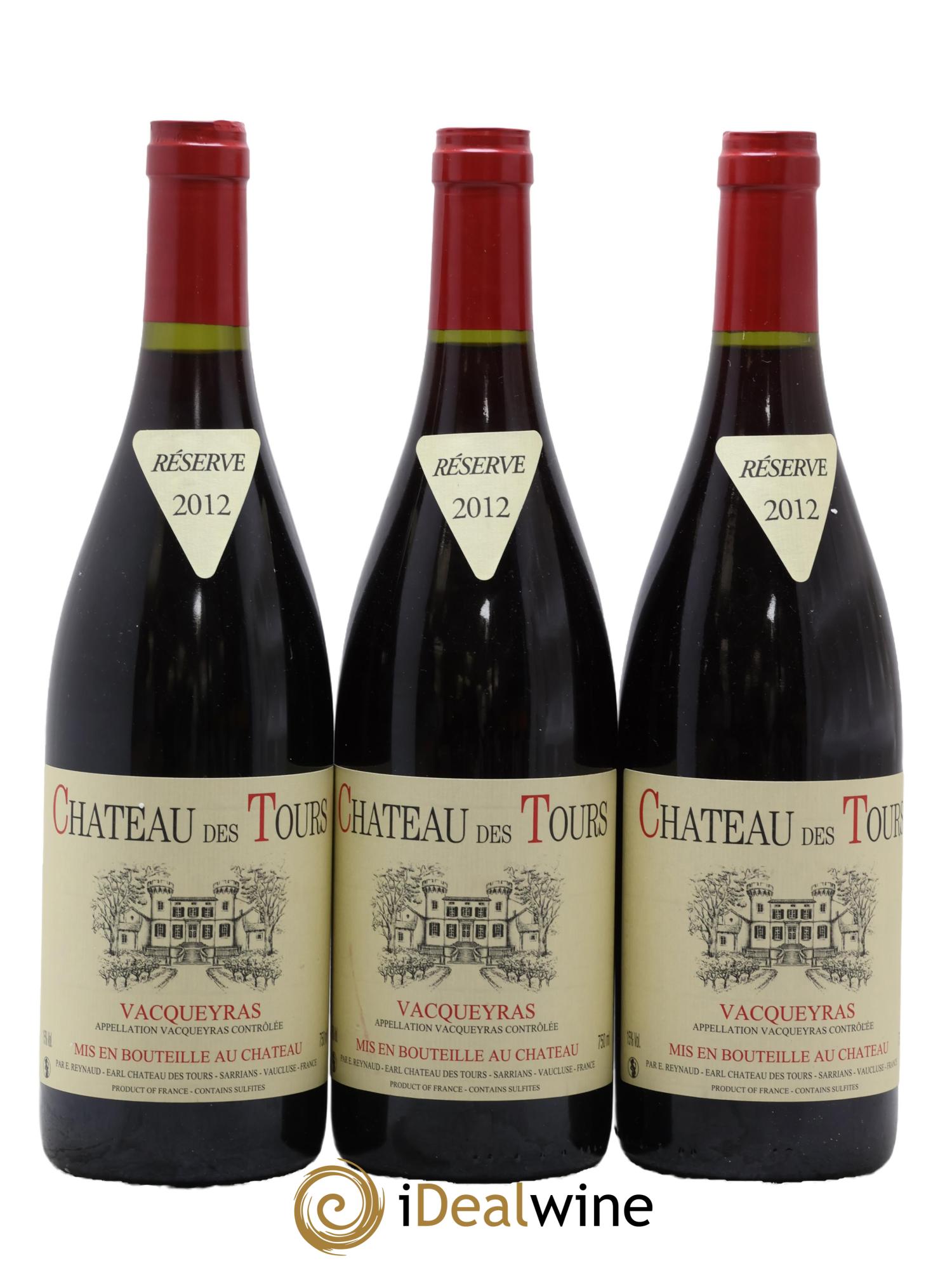 Vacqueyras Château des Tours Emmanuel Reynaud 2012 - Lot de 3 bouteilles - 0