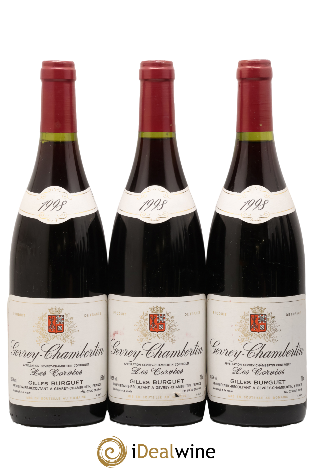 Gevrey-Chambertin Les Corvees Gilles Burguet 1998 - Lot of 3 bottles - 0