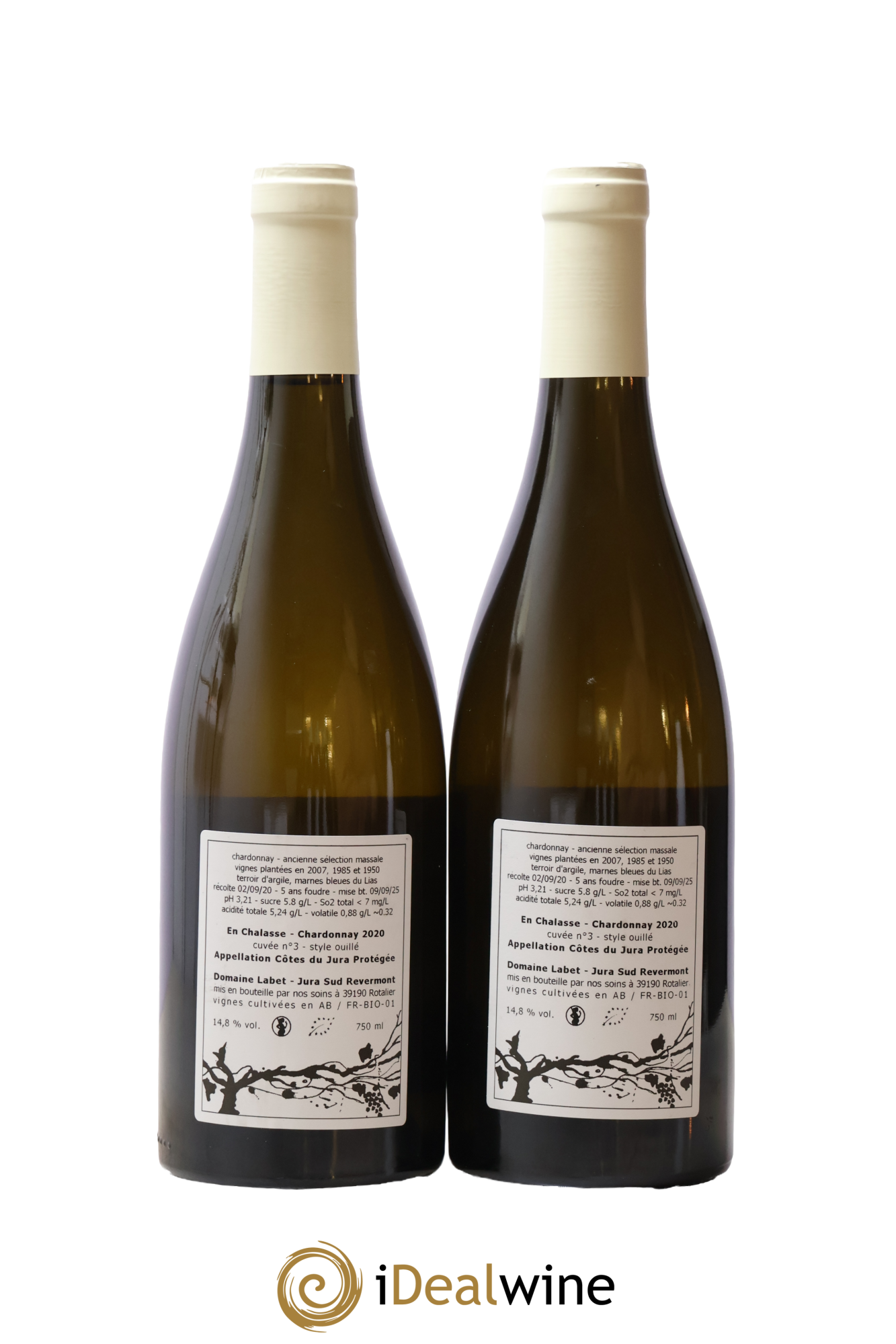 Côtes du Jura Chardonnay En Chalasse Cuvée n°3 Romain - Julien - Charline Labet 2020 - Lot de 2 bouteilles - 1