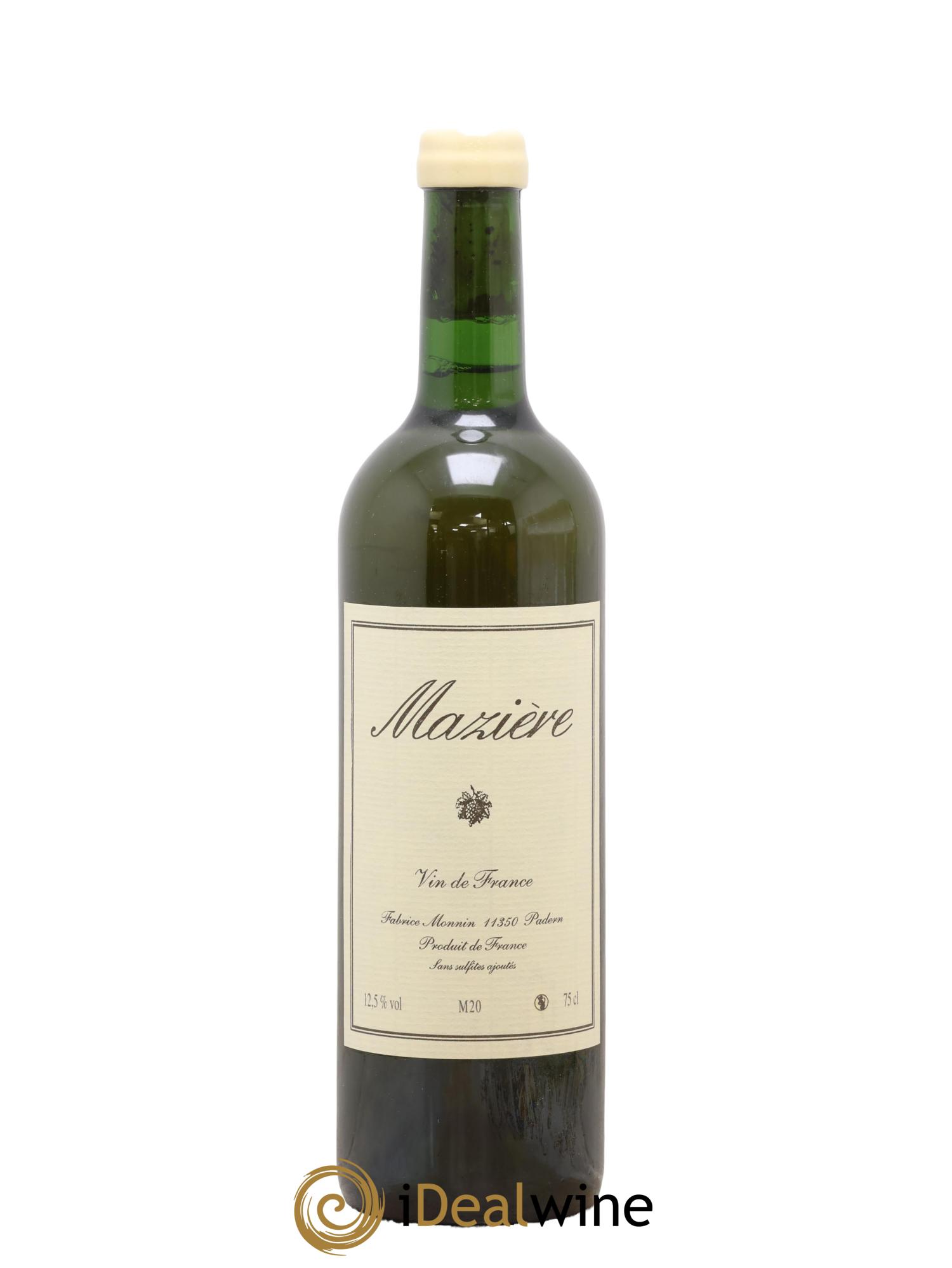 Vin de France Mazière Macabeu Fabrice Monnin 2020 - Lot de 1 bouteille - 0