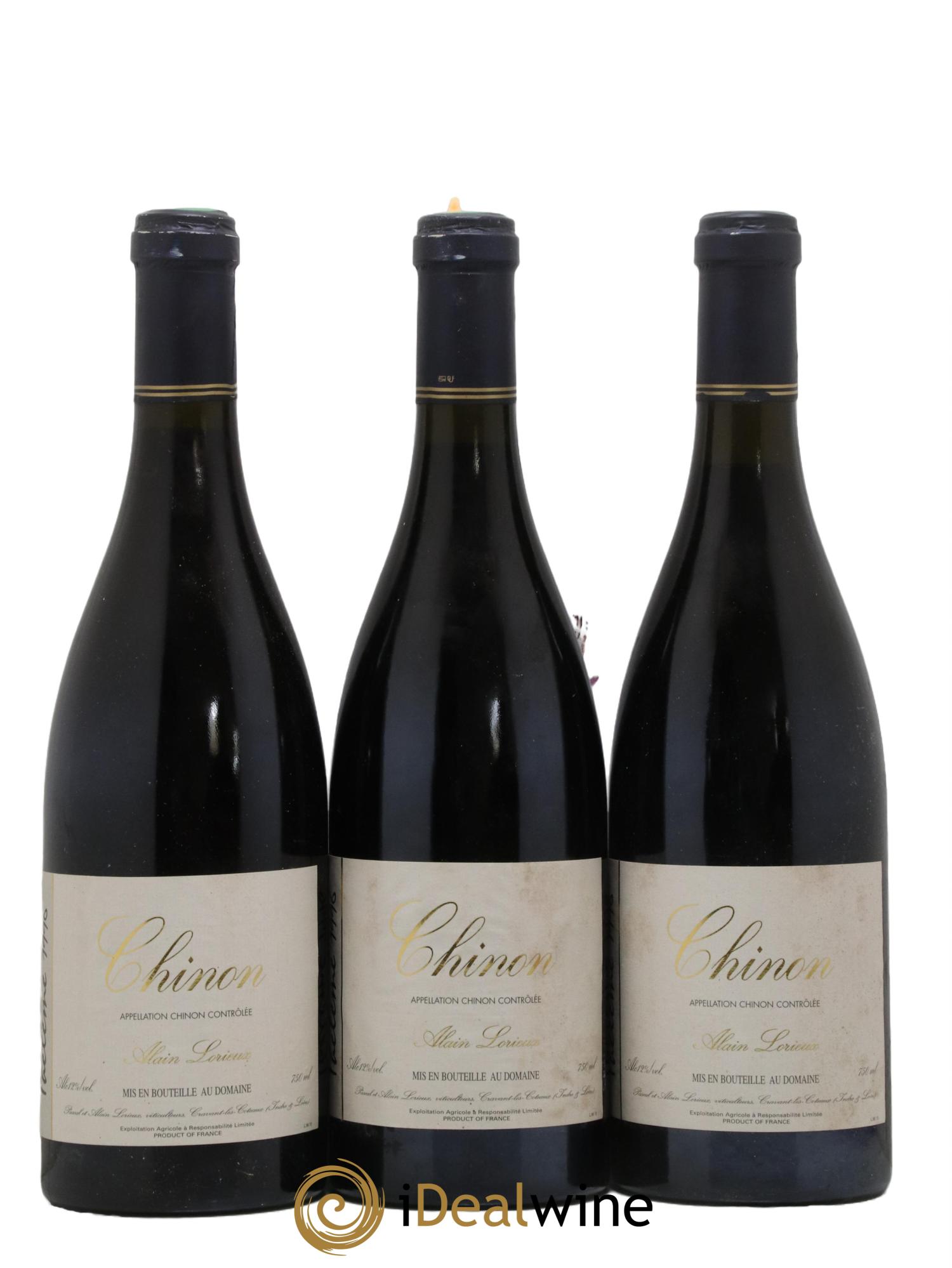 Chinon Theleme Domaine Alain Lorieux 1996 - Lot de 3 bouteilles - 0