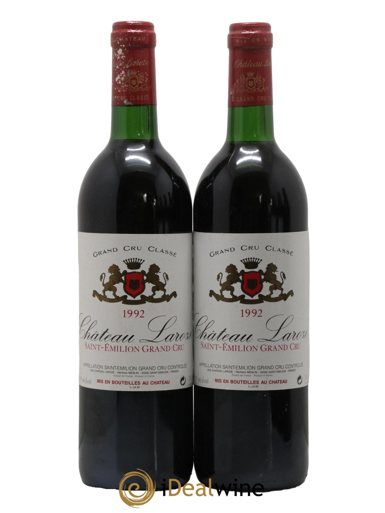 Château Laroze Grand Cru Classé 1992 - Lot de 2 bouteilles - 0