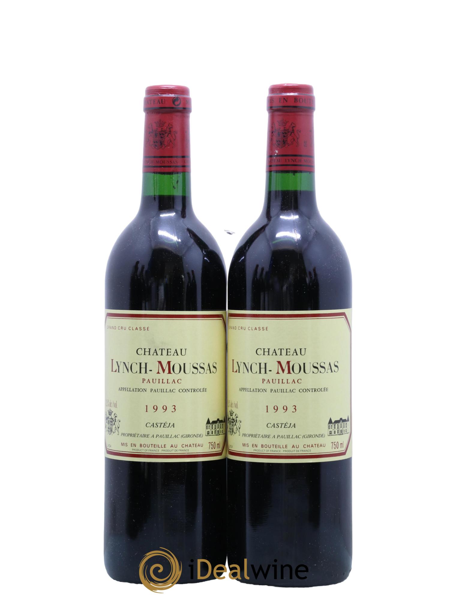 Château Lynch Moussas 5ème Grand Cru Classé 1993 - Lot de 2 bouteilles - 0