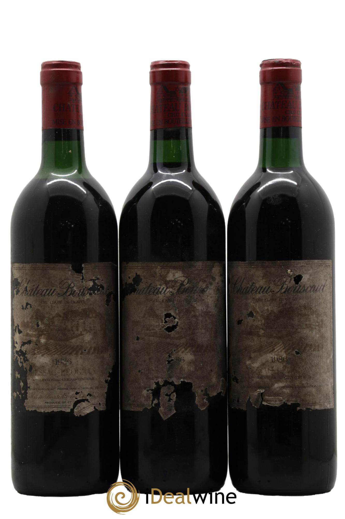Château Bouscaut Cru Classé de Graves 1986 - Lot de 3 bouteilles - 0