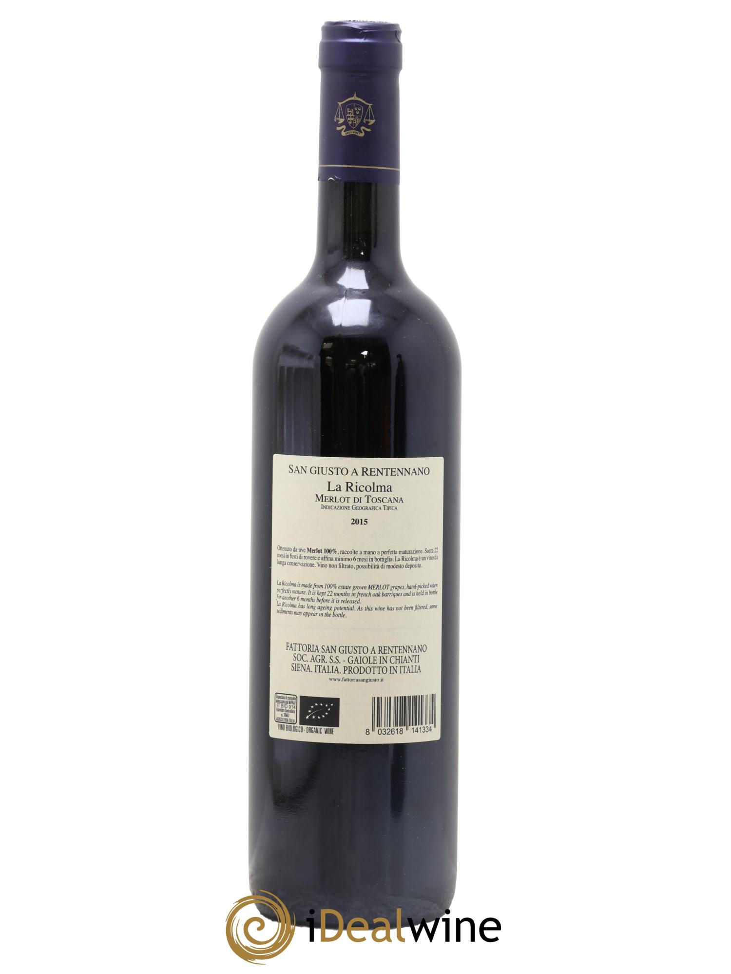 Merlot di Toscana IGT San Giusto A Rentennano La Ricolma Famille Martini di Cigala 2015 - Lot de 1 bouteille - 1