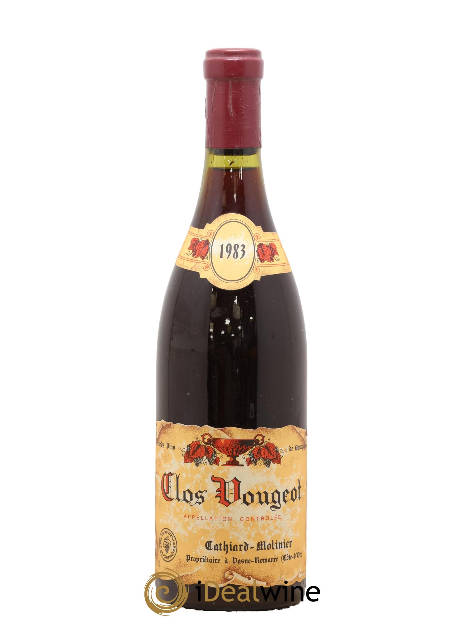 Clos de Vougeot Grand Cru Cathiard-Molinier 1983 - Lot de 1 bouteille - 0