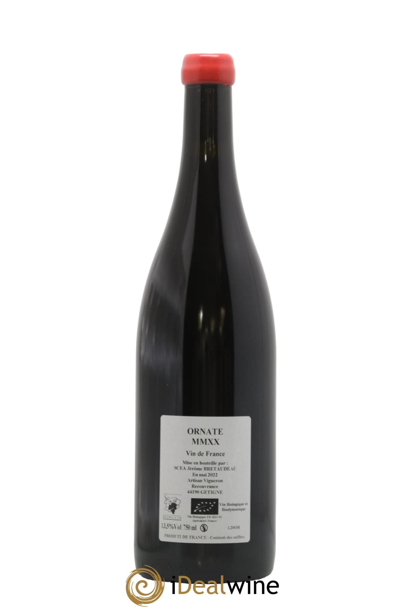 Vin de France Merlot Ornaté Jérôme Bretaudeau - Domaine de Bellevue 2020 - Lot de 1 bouteille - 1