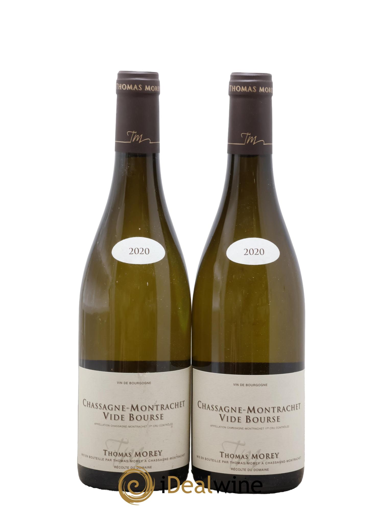 Chassagne-Montrachet 1er Cru Vide Bourse Thomas Morey 2020 - Lot de 2 bouteilles - 0