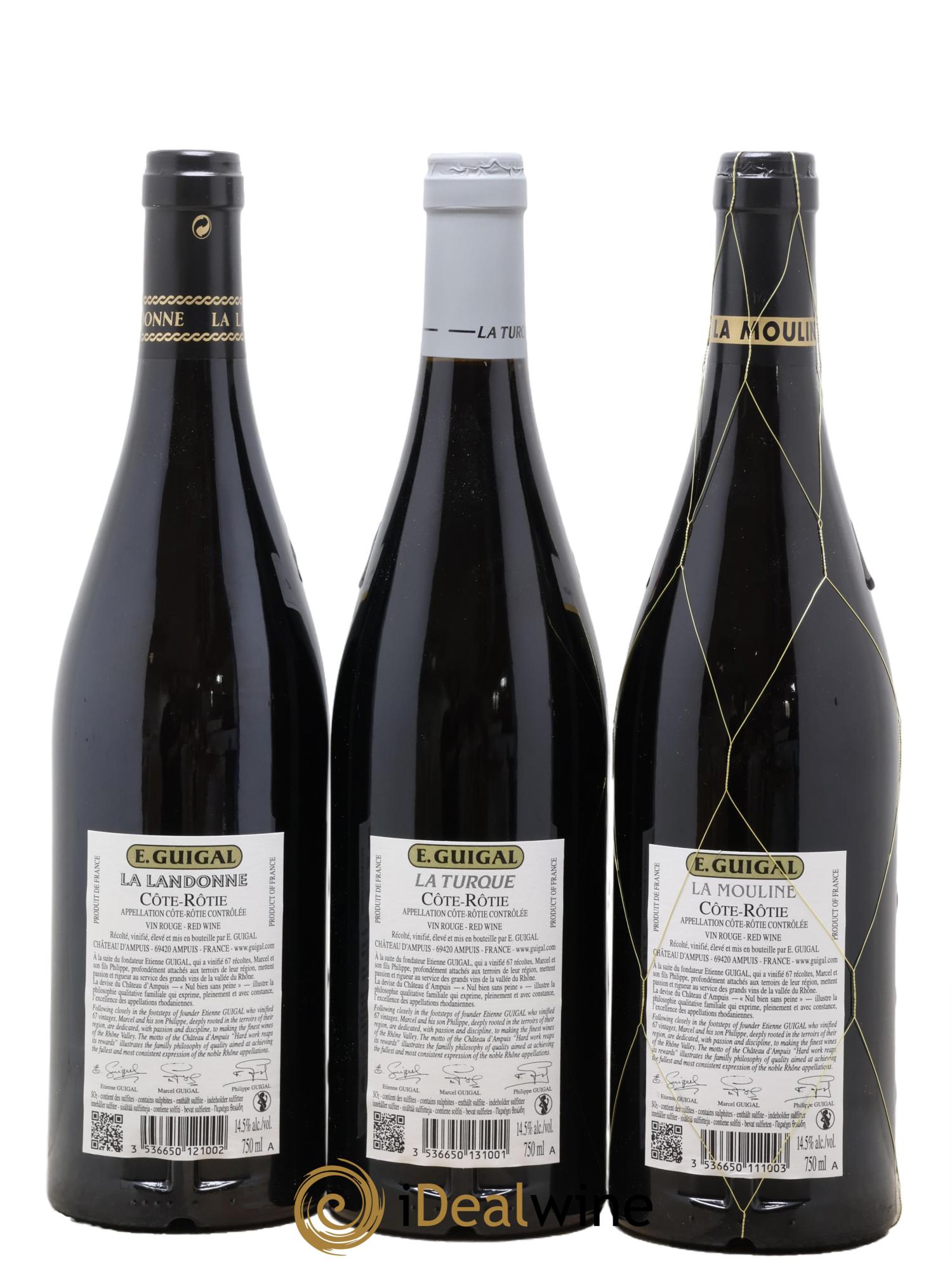 Côte-Rôtie Guigal Trilogie La Turque - La Landonne - La Mouline 2019 - Lot of 3 bottles - 1