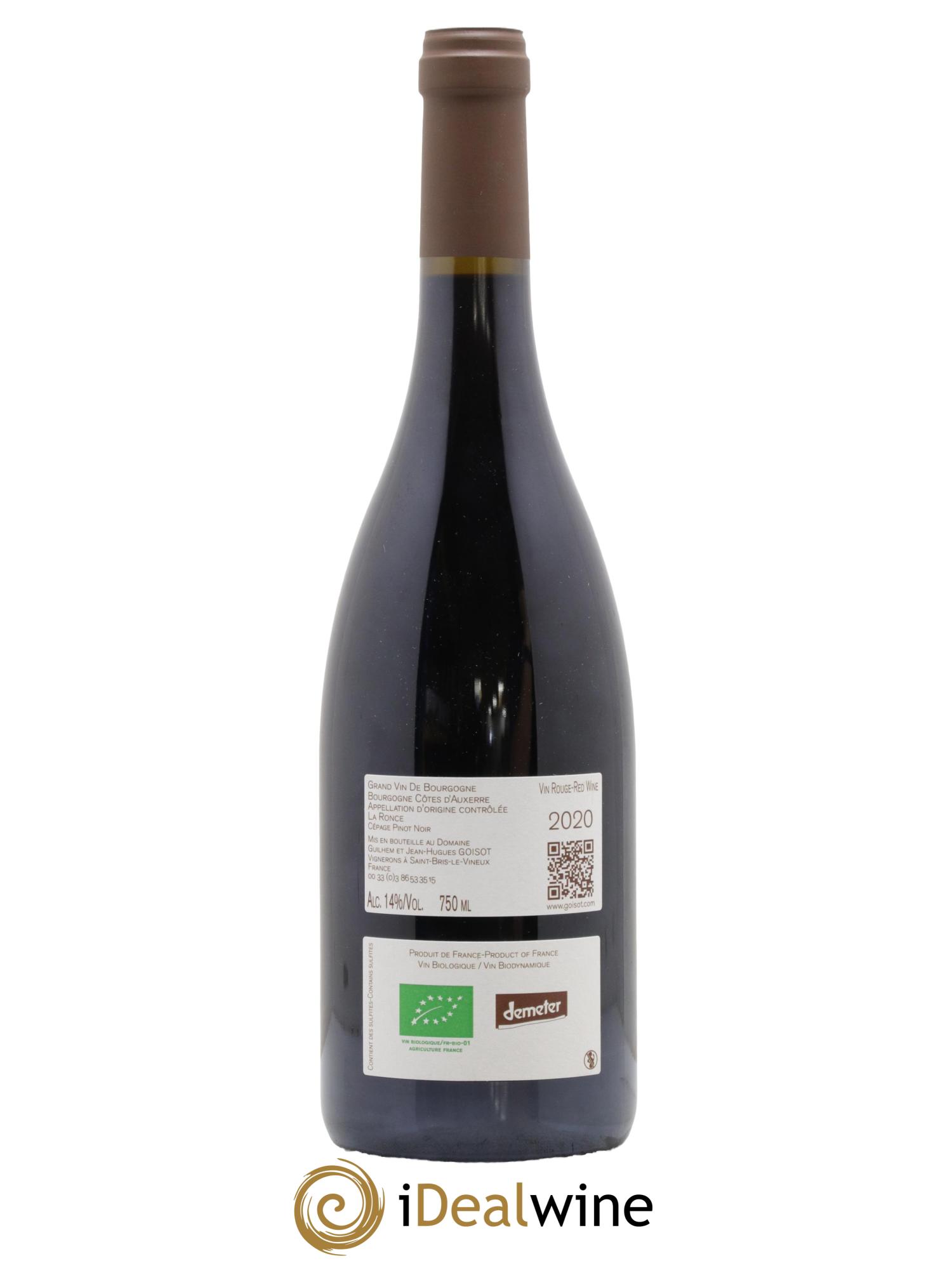 Bourgogne Côtes d'Auxerre La Ronce Goisot 2020 - Lot de 1 bouteille - 1