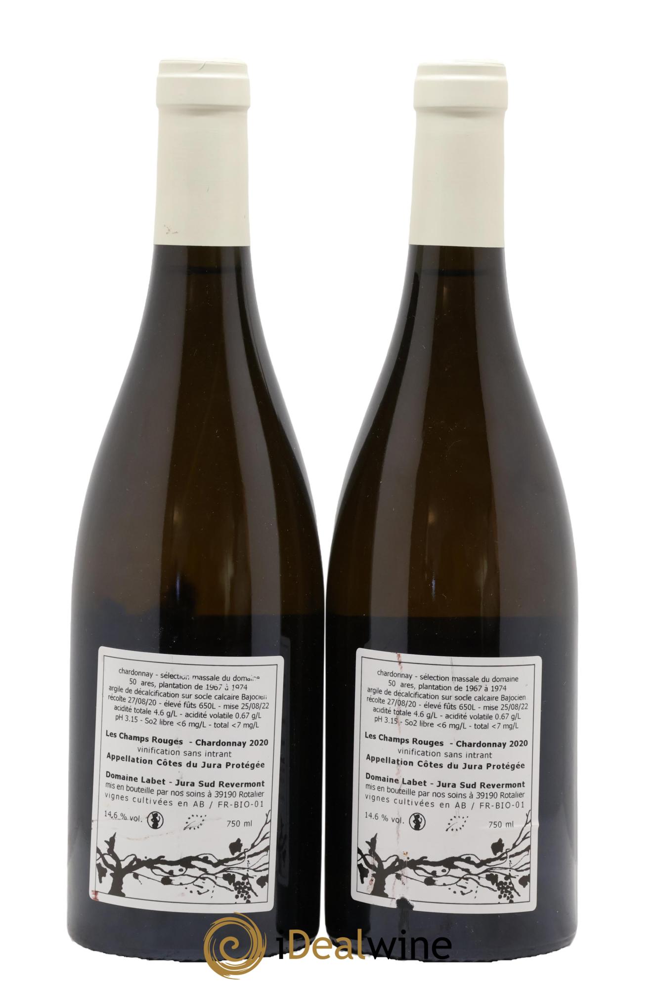 Côtes du Jura Chardonnay Les Champs Rouges Romain - Julien  - Charline Labet 2020 - Lotto di 2 bottiglie - 1