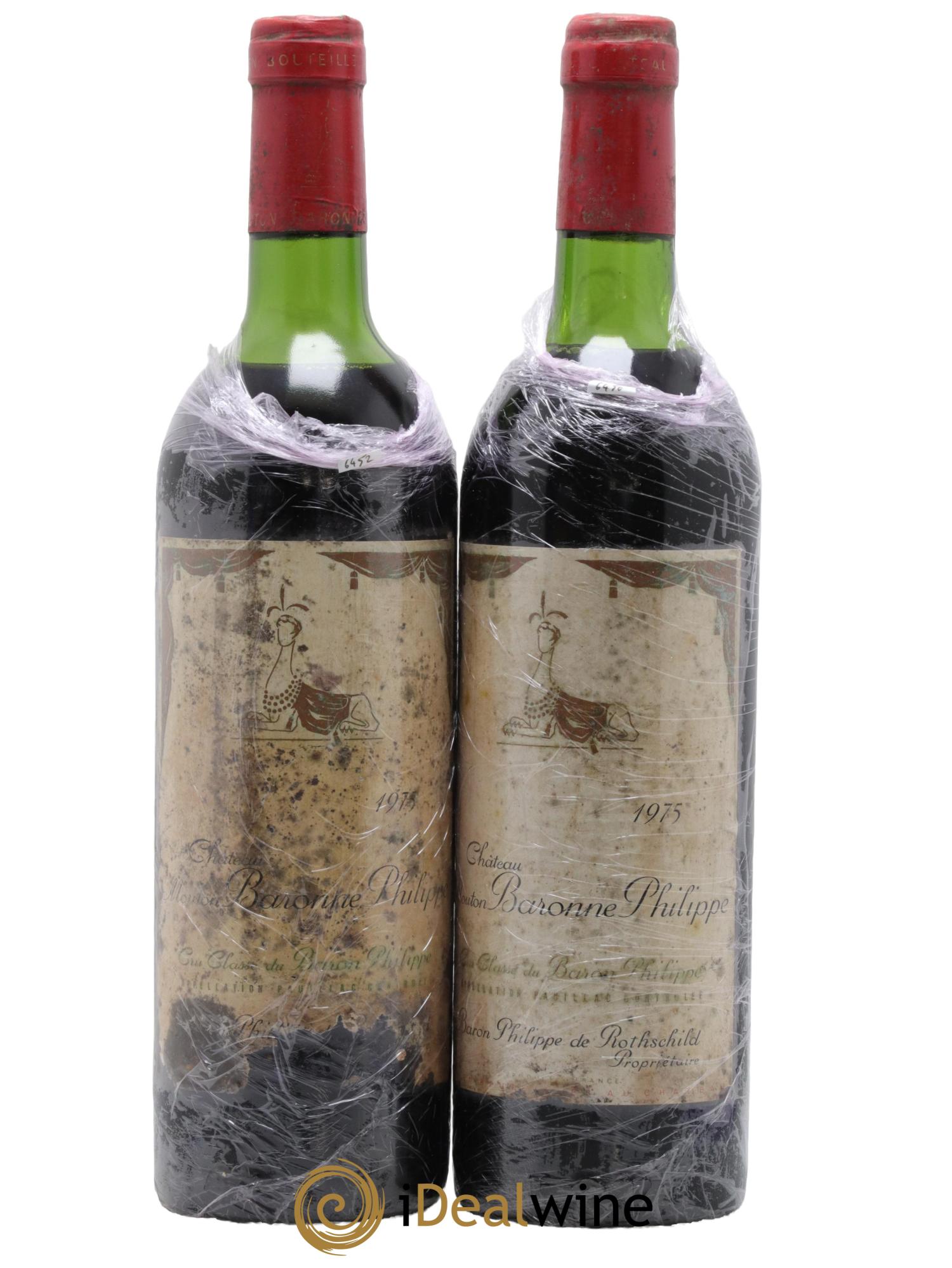 Château d' Armailhac - Mouton Baron(ne) Philippe 5ème Grand Cru Classé 1975 - Lot de 2 bouteilles - 0