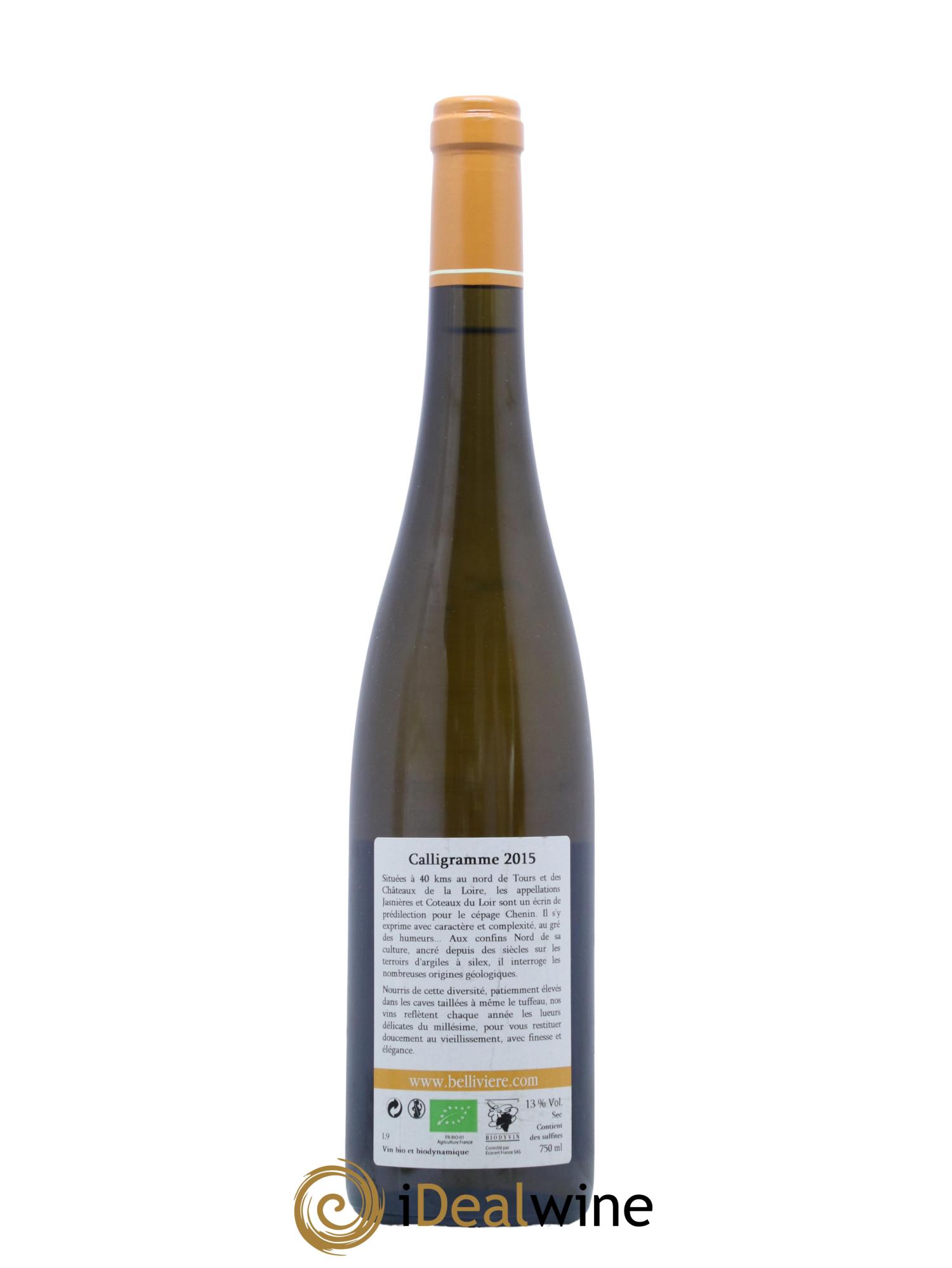 Jasnières Calligramme Domaine de Bellivière 2015 - Lot de 1 bouteille - 1