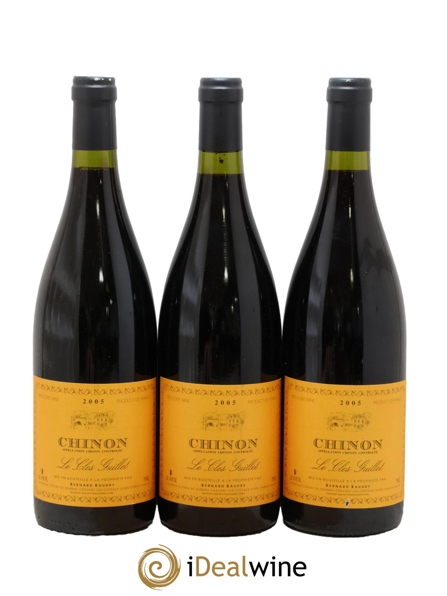 Chinon Le Clos Guillot Bernard Baudry 2005 - Lot de 3 bouteilles - 0
