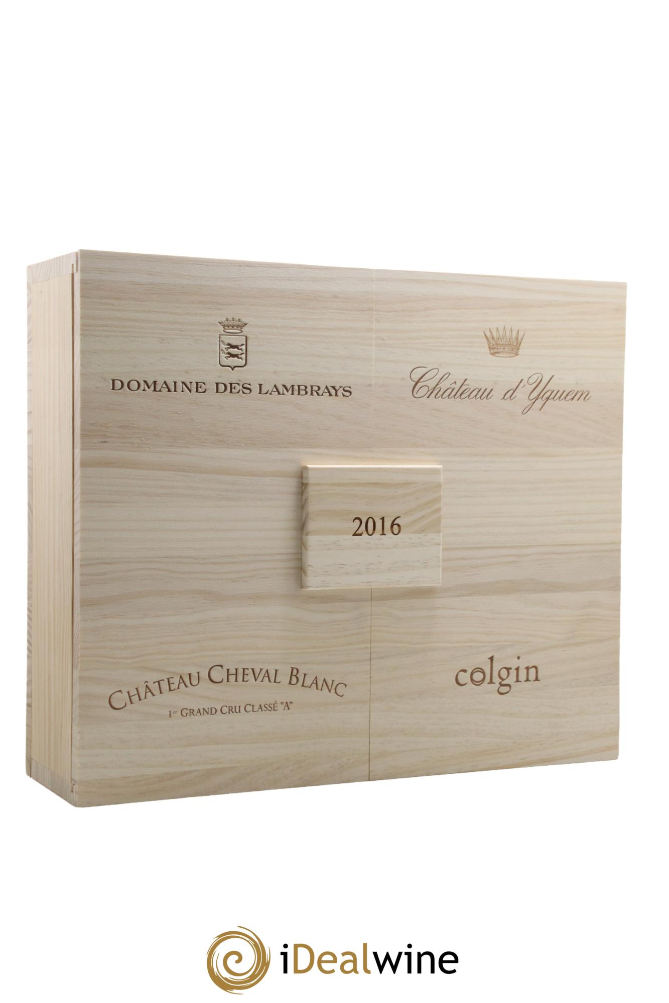 Caisse Assortiment Vins d'Exception Clos de Lambrays - Cheval Blanc - Yquem - Colgin IX Estate Red LVMH  2016 - Lot de 4 bouteilles - 1