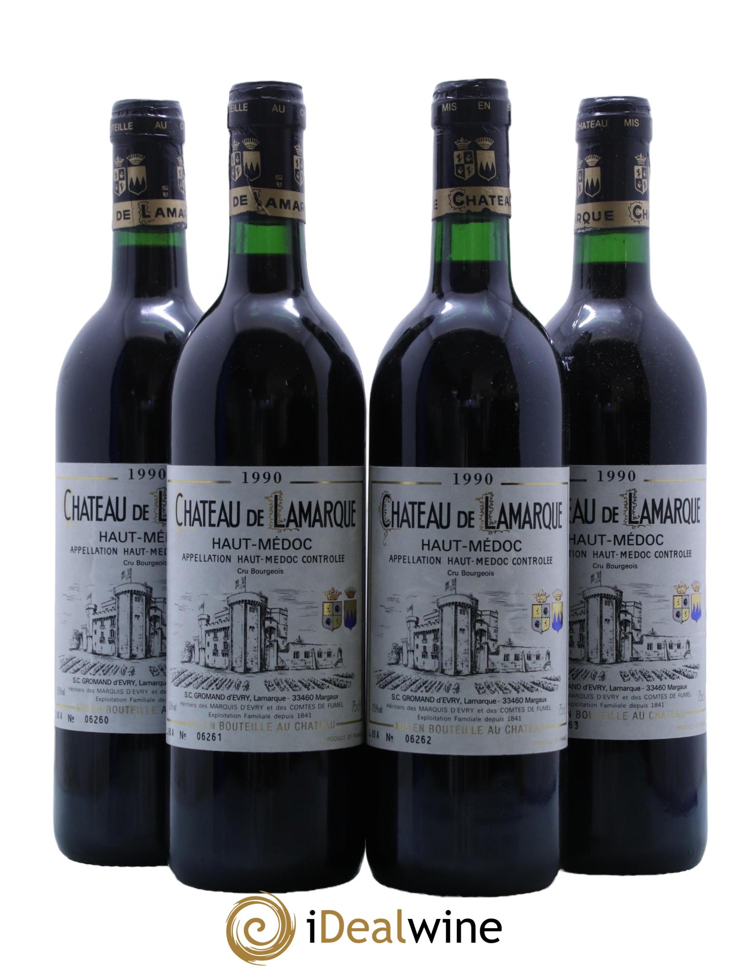 Château de Lamarque Cru Bourgeois 1990 - Lot de 4 bouteilles - 0
