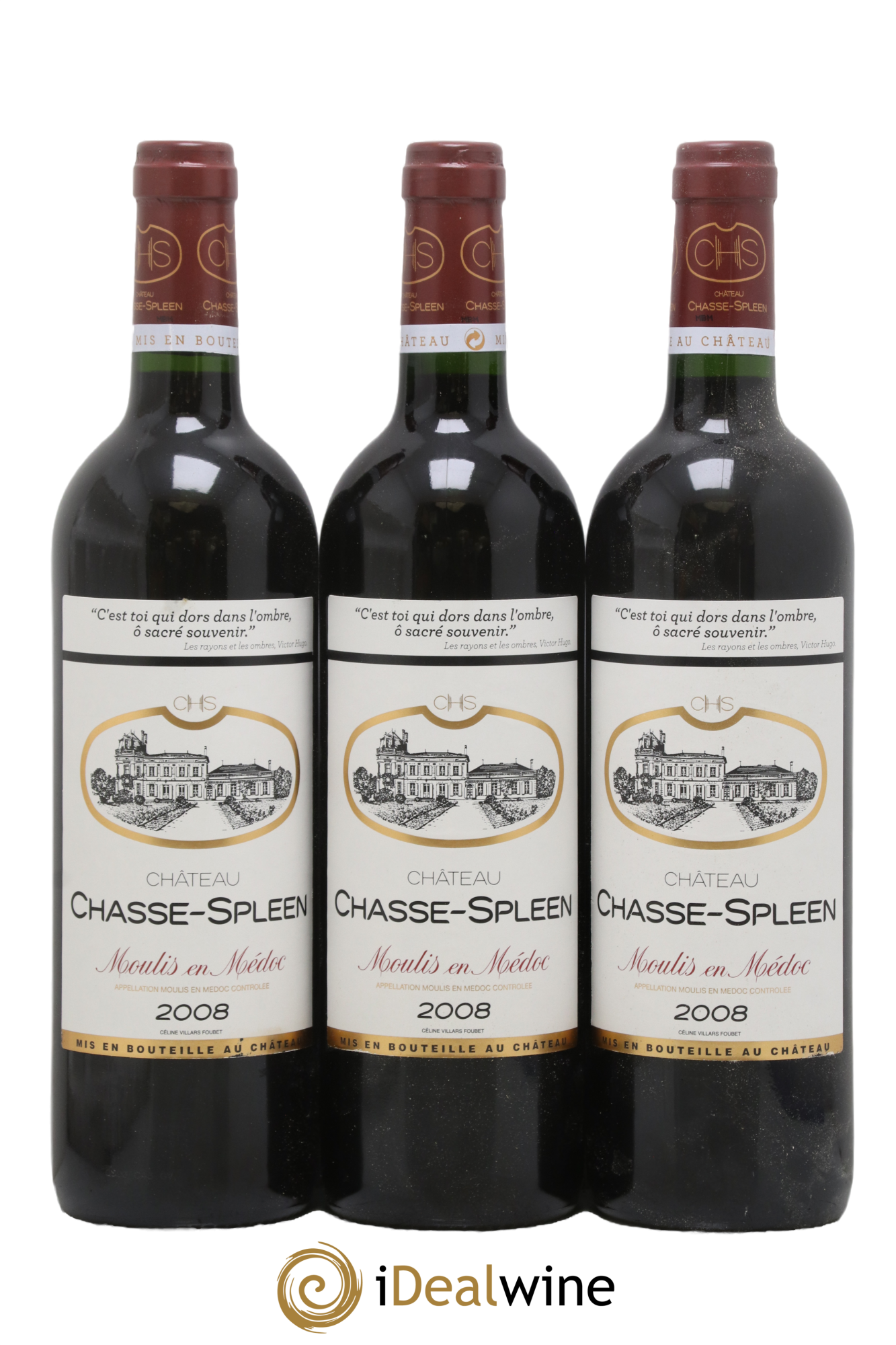 Château Chasse Spleen 2008 - Lot de 3 bouteilles - 0