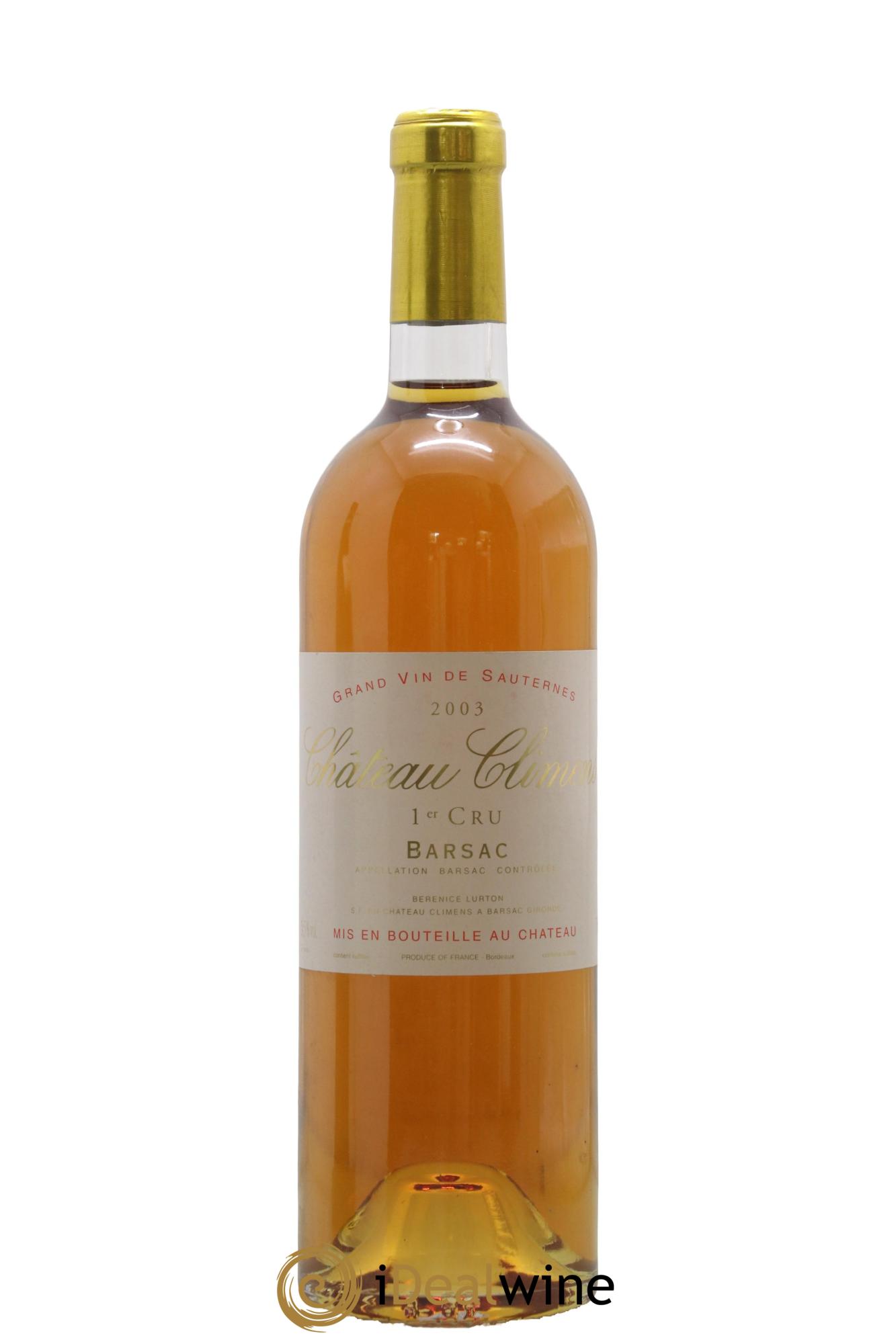 Château Climens 1er Grand Cru Classé 2003 - Posten von 1 Flasche - 0