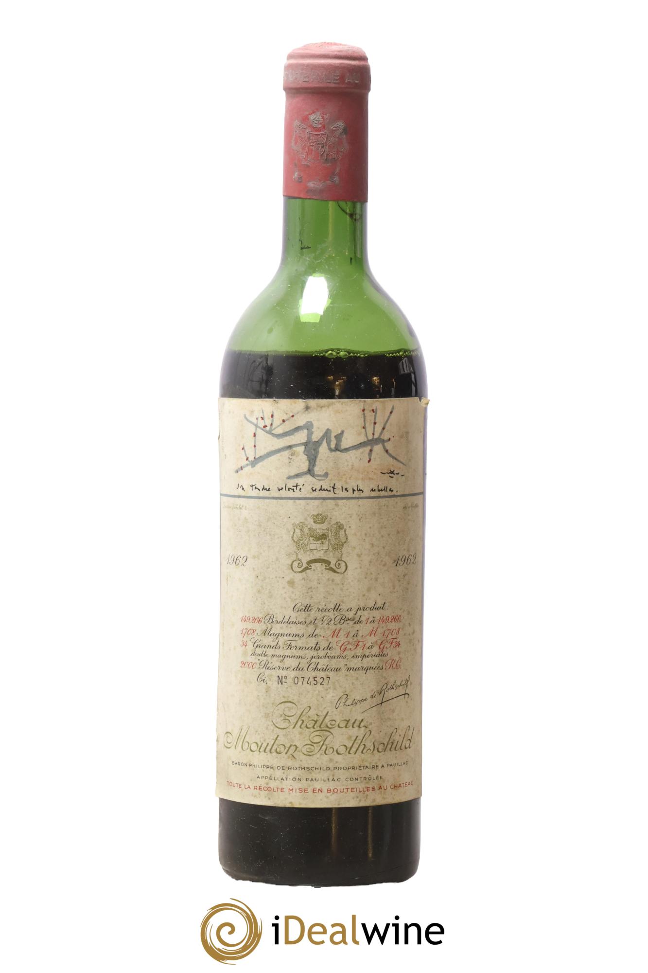 Château Mouton Rothschild 1er Grand Cru Classé 1962 - Lot de 1 bouteille - 0