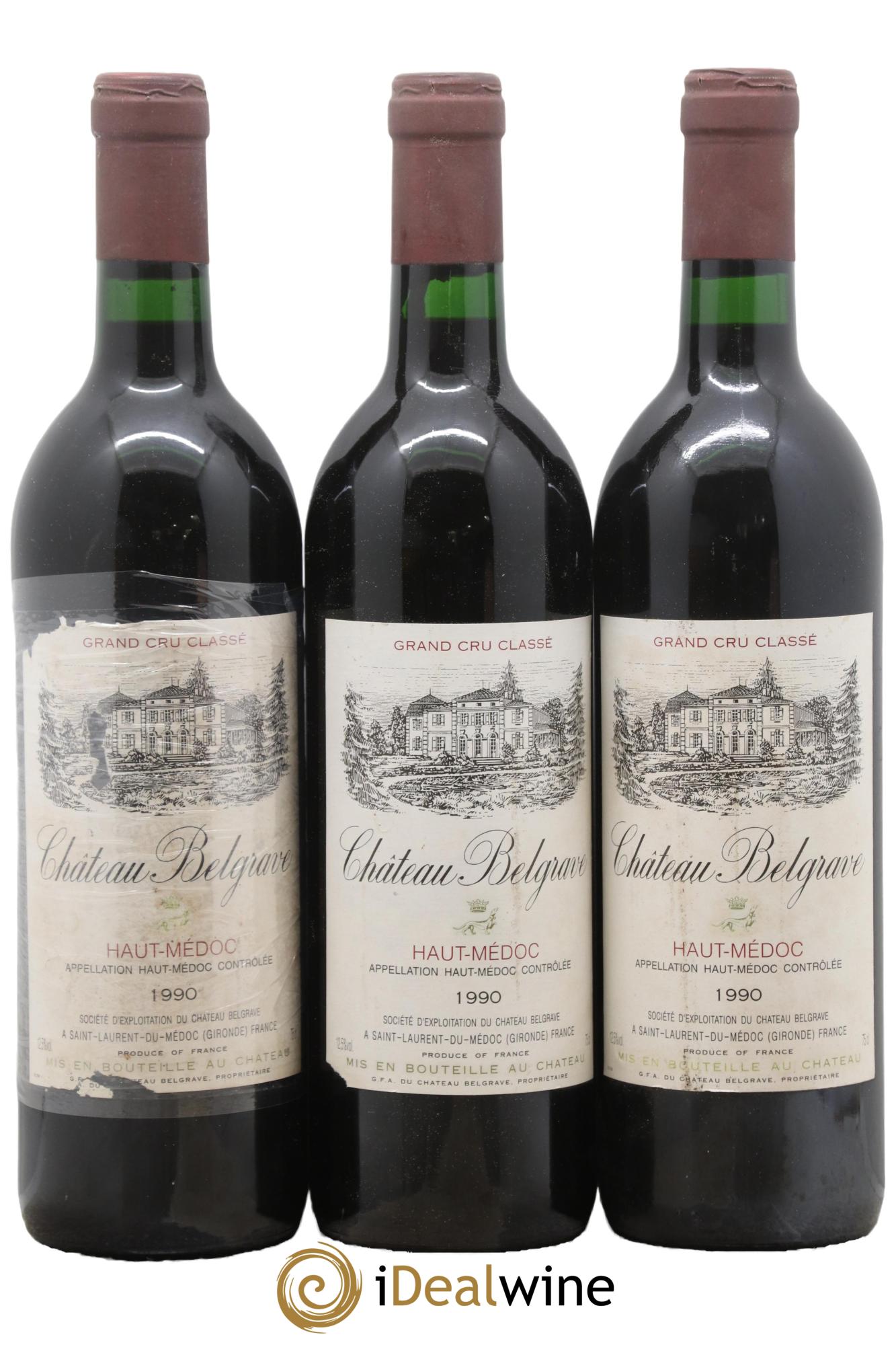 Château Belgrave 5ème Grand Cru Classé 1990 - Posten von 3 Flaschen - 0