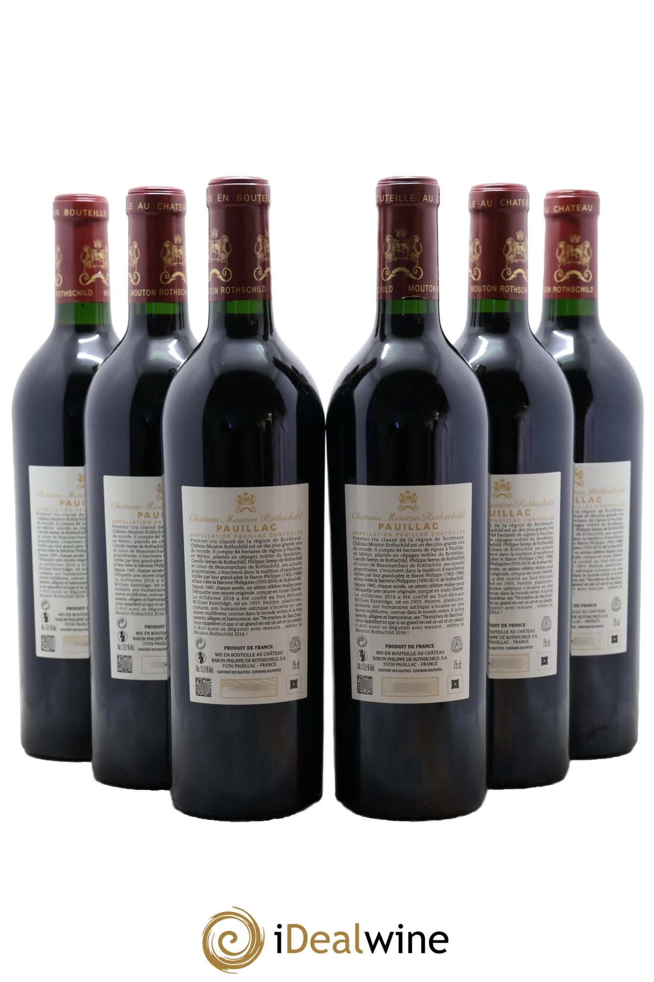 Château Mouton Rothschild 1er Grand Cru Classé 2016 - Lot de 6 bouteilles - 1