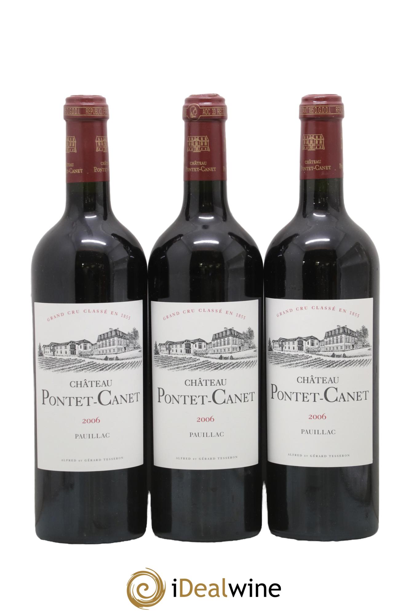 Château Pontet Canet 5ème Grand Cru Classé 2006 - Lot de 3 bouteilles - 0