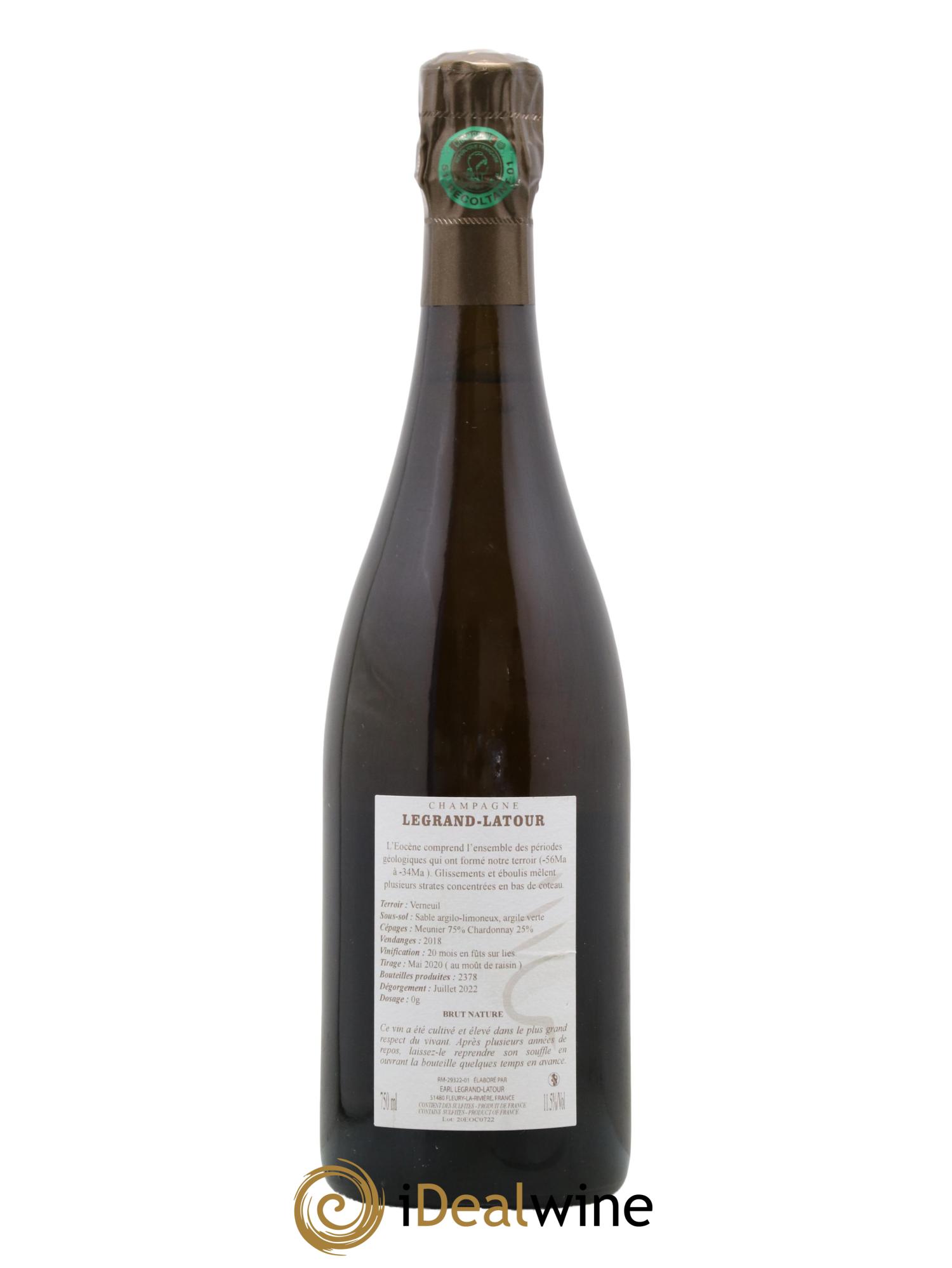 Champagne Brut Nature Ecocene Maison Legrand Latour 2018 - Lot de 1 bouteille - 1
