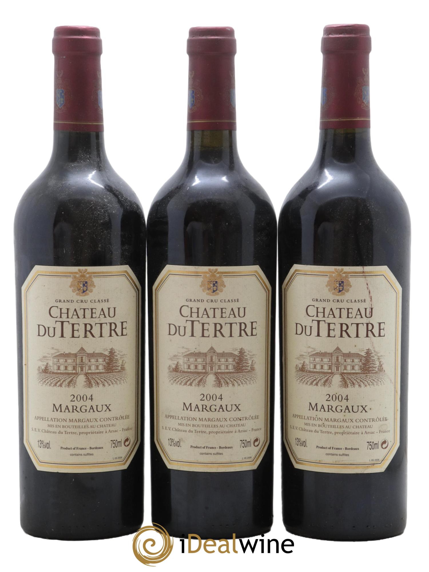 Château du Tertre 5ème Grand Cru Classé 2004 - Lot de 3 bouteilles - 0