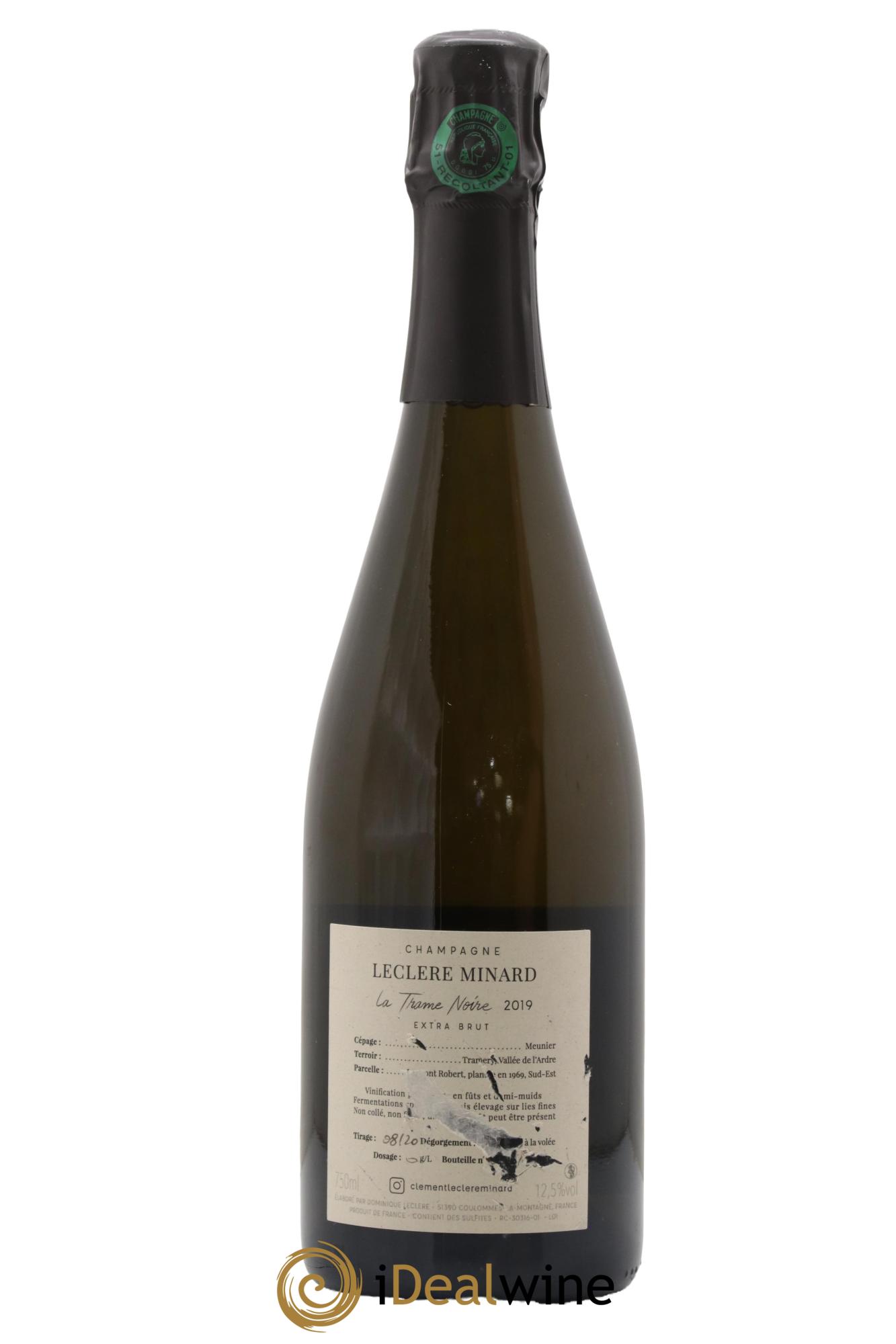 Champagne Extra-Brut La Trame Noir Leclere-Minard 2019 - Lot de 1 bouteille - 1