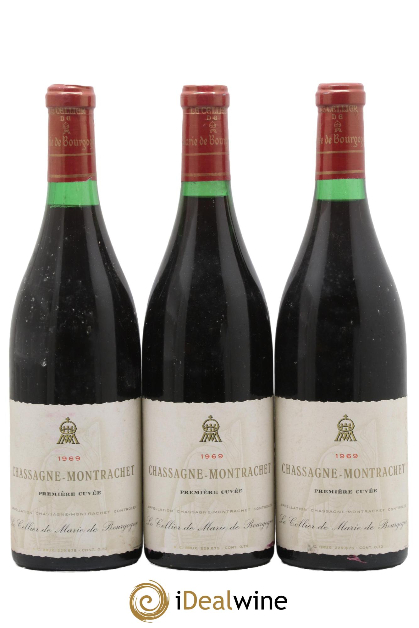 Chassagne-Montrachet 1ère Cuvée Cellier Marie de Bourgogne 1969 - Lot de 3 bouteilles - 0