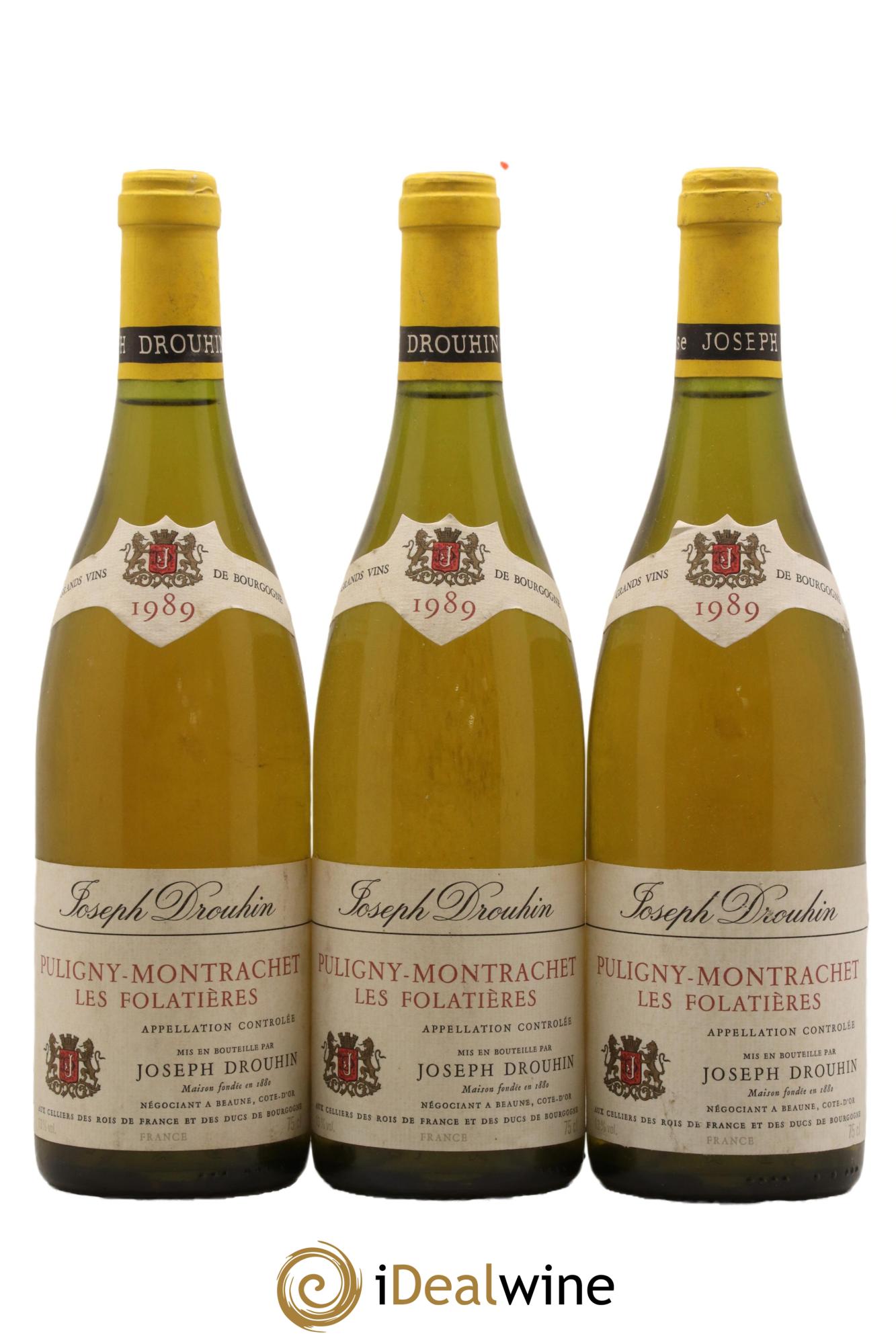 Puligny-Montrachet 1er Cru Les Folatieres Domaine Drouhin 1989 - Lot de 3 bouteilles - 0