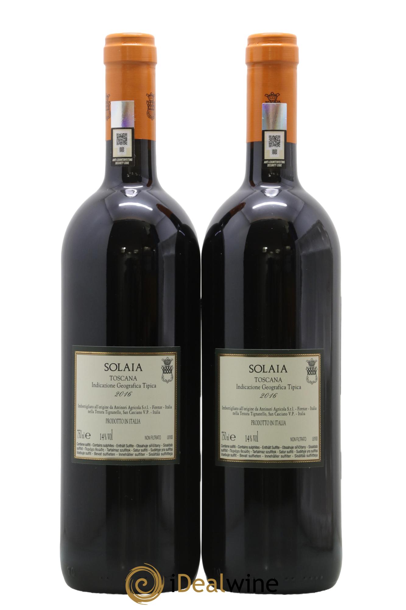 Toscana IGT Solaia Tenuta Tignanello - Marchesi Antinori 2016 - Posten von 2 Flaschen - 1