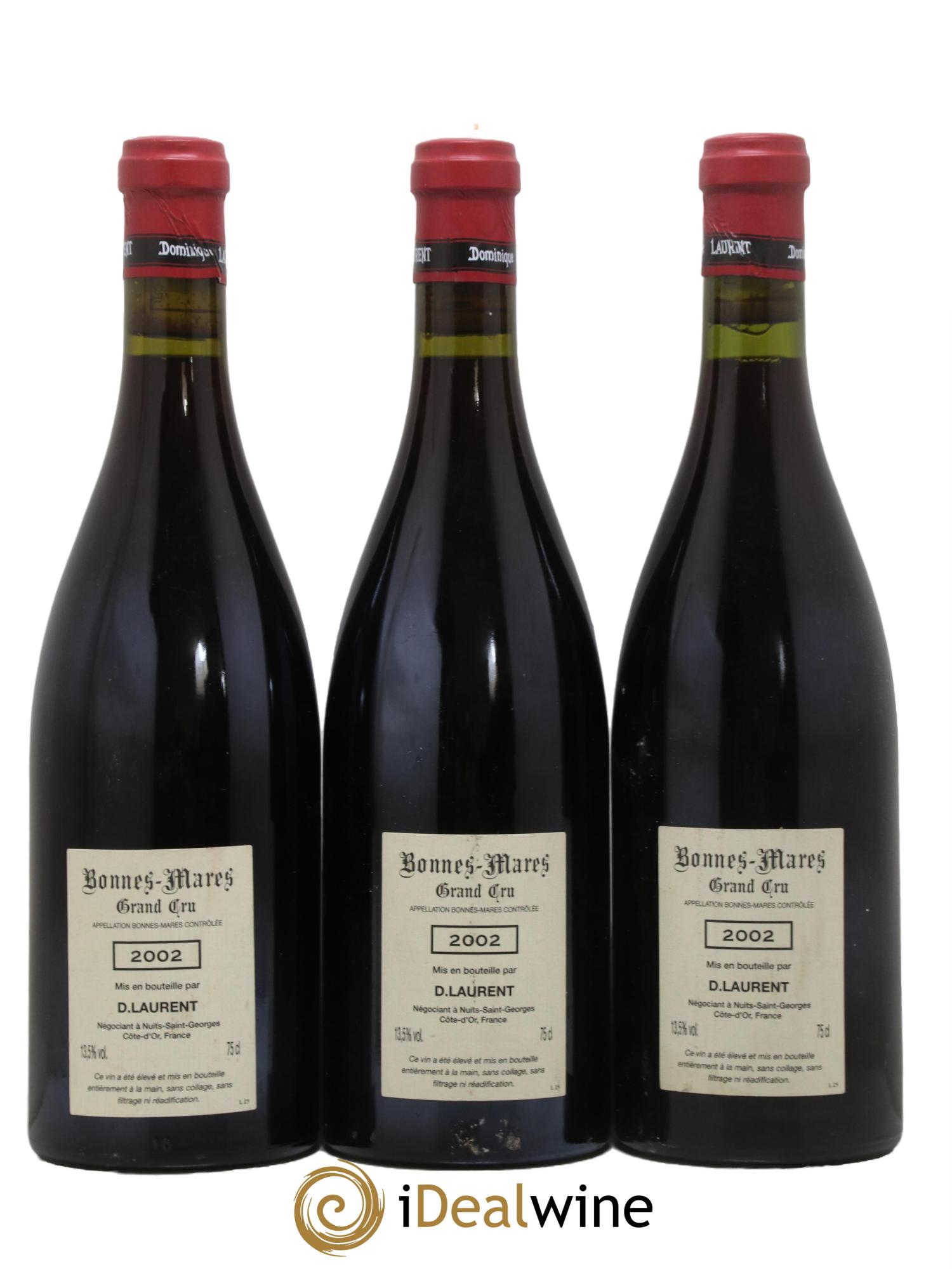 Bonnes-Mares Grand Cru Grande Cuvée Vieilles Vignes Dominique Laurent 2002 - Lot de 3 bouteilles - 1
