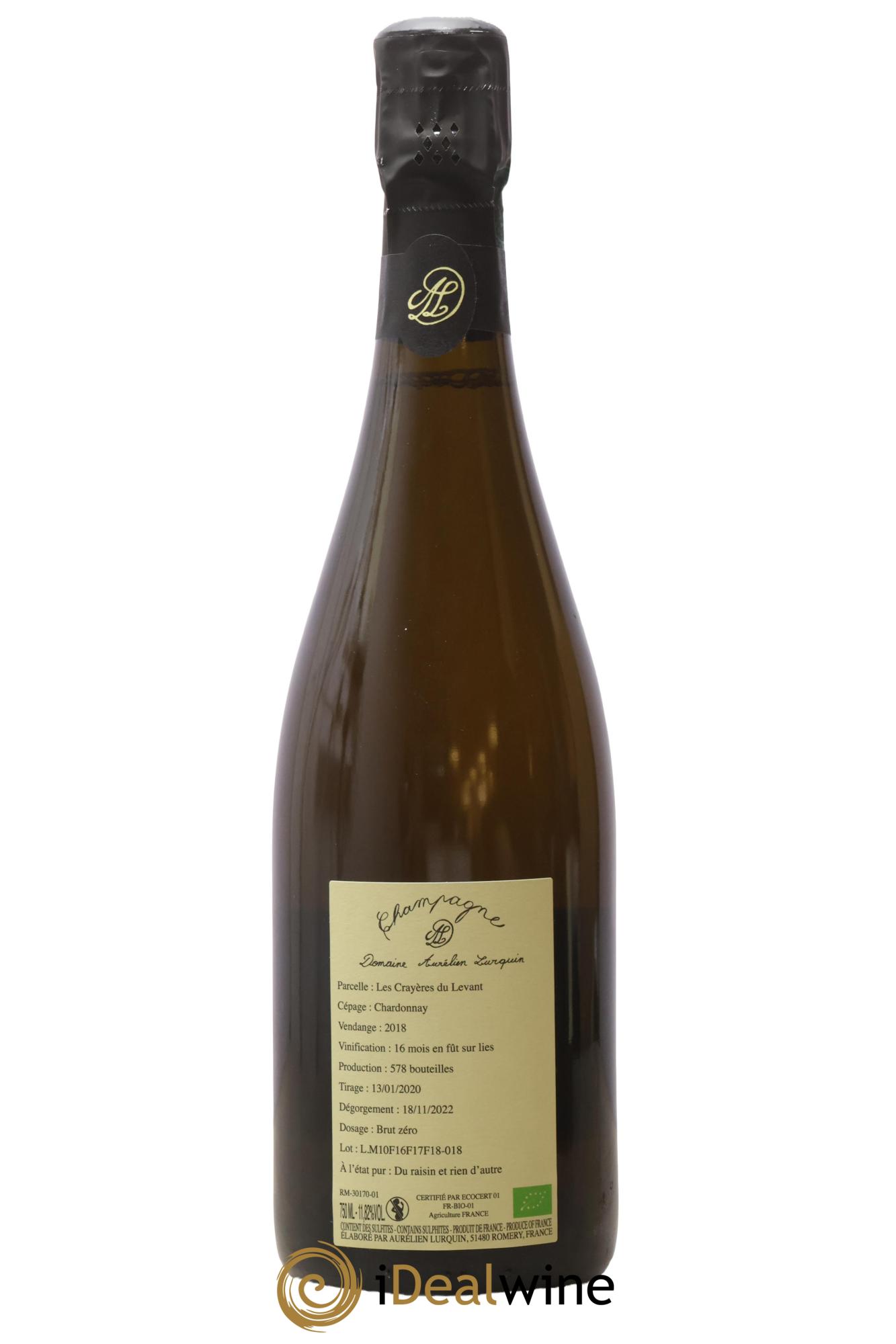 Chardonnay Les Crayères du Levant Aurélien Lurquin 2018 - Lotto di 1 bottiglia - 1