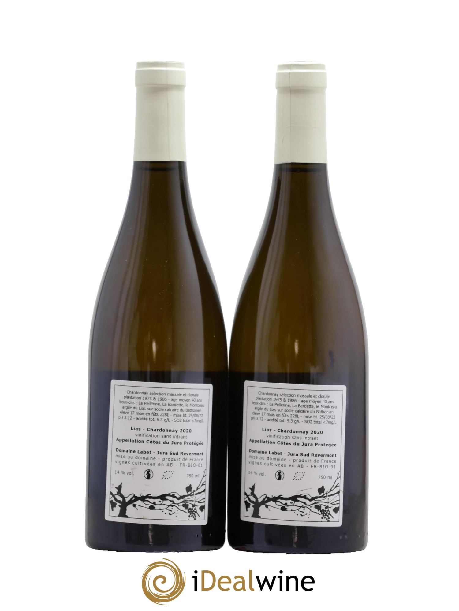 Côtes du Jura Chardonnay Lias Romain - Julien  - Charline Labet  2020 - Lot de 2 bouteilles - 1
