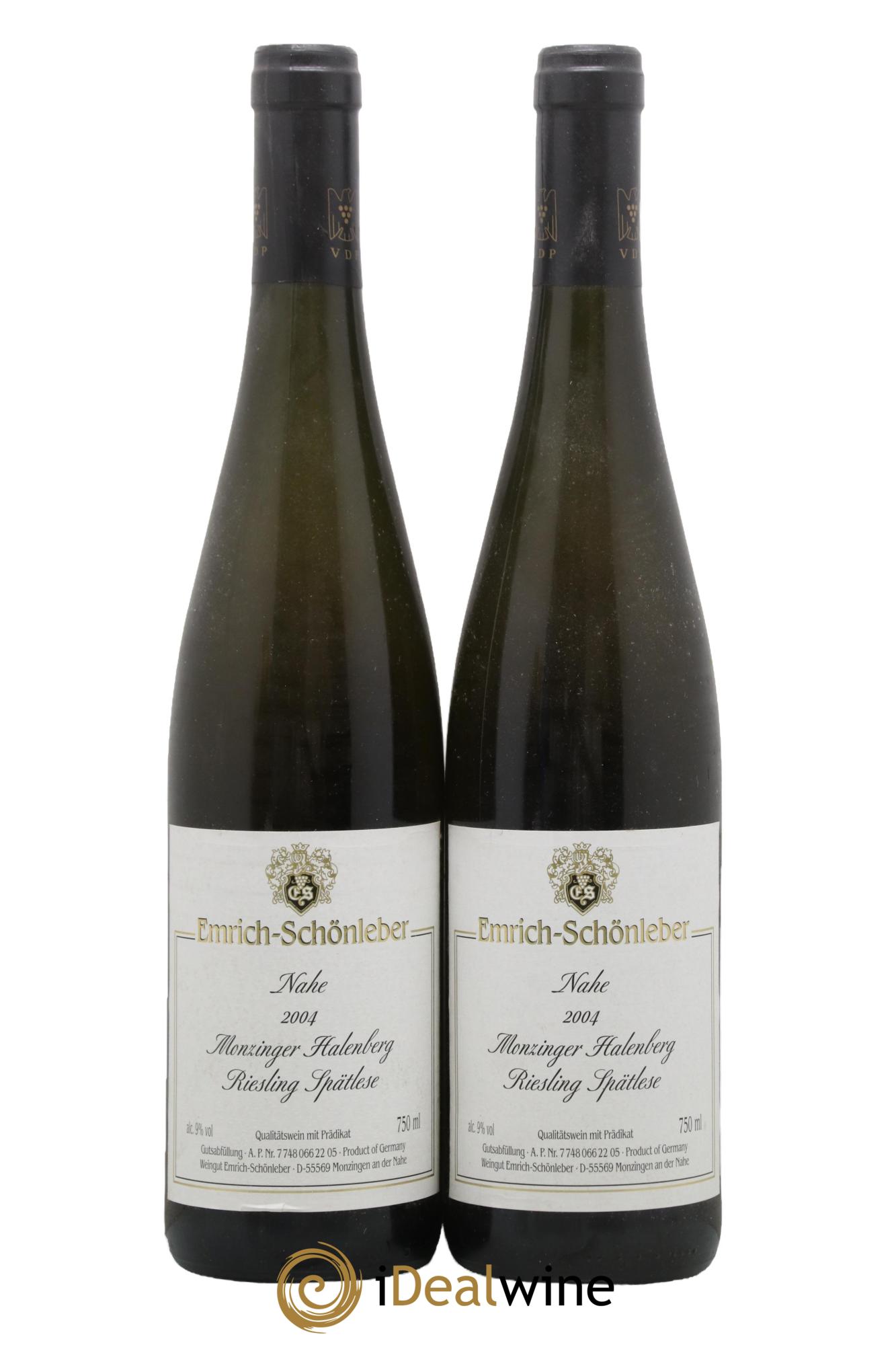 Allemagne Nahe Monzinger Halenberg Riesling Spatlese Emrich-Schönleber 2004 - Lot de 2 bouteilles - 0