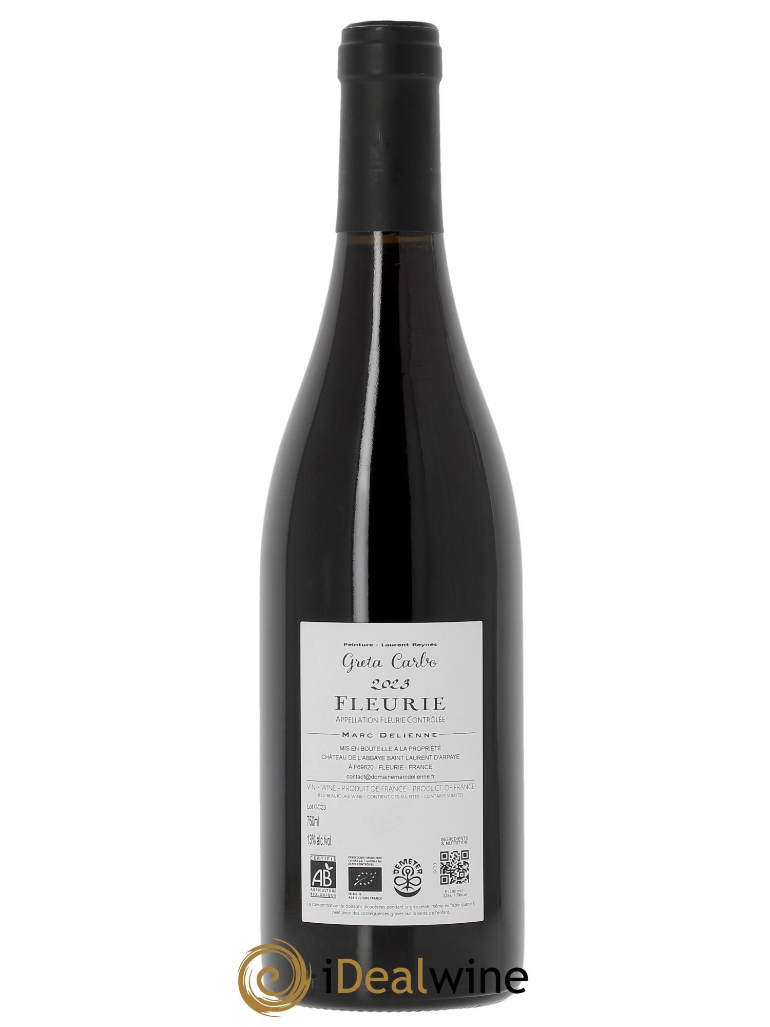 Fleurie Greta Carbo Marc Delienne  2023 - Lot of 1 bottle - 1
