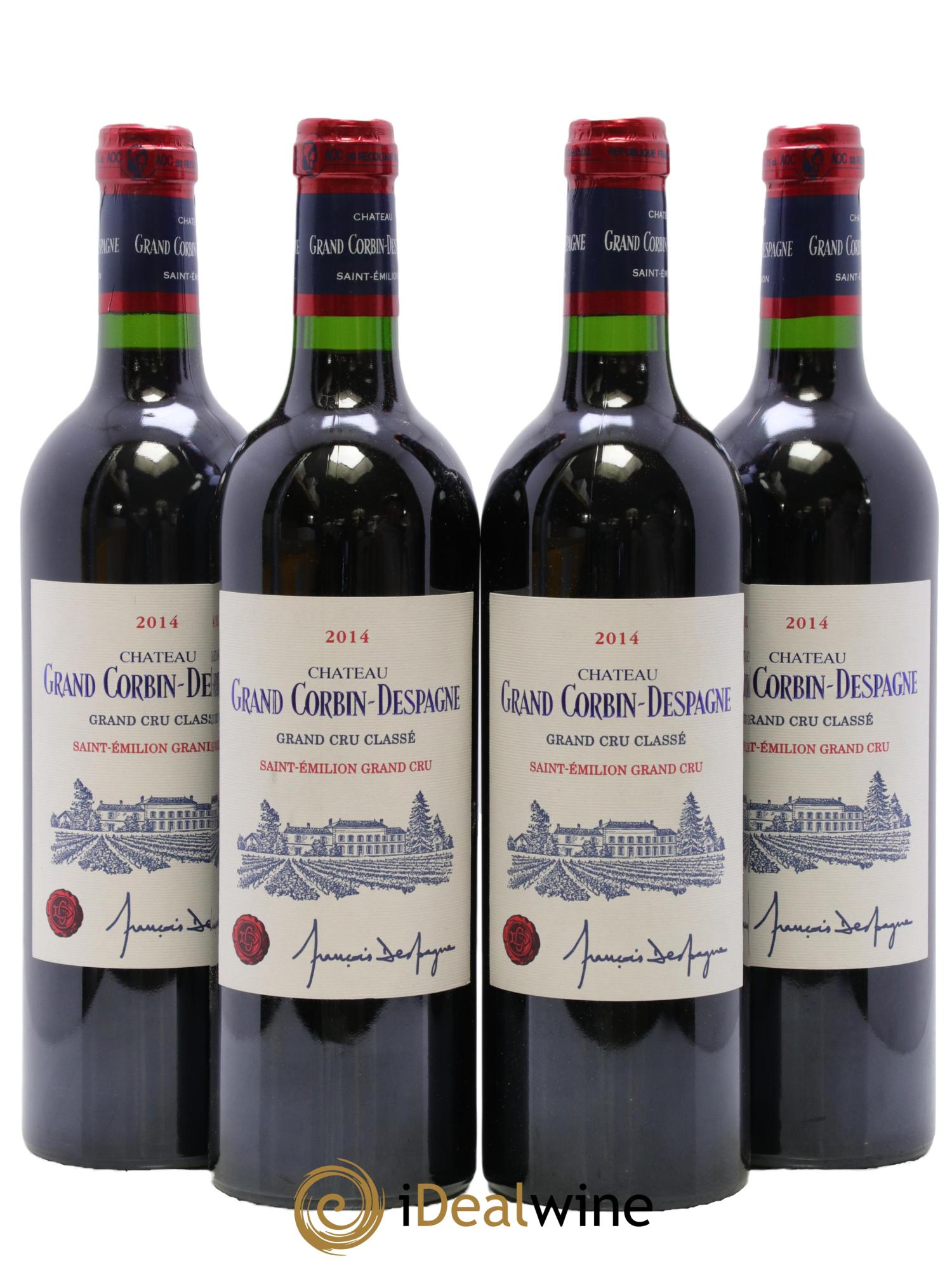 Château Grand Corbin Despagne Grand Cru Classé 2014 - Lot of 4 bottles - 0